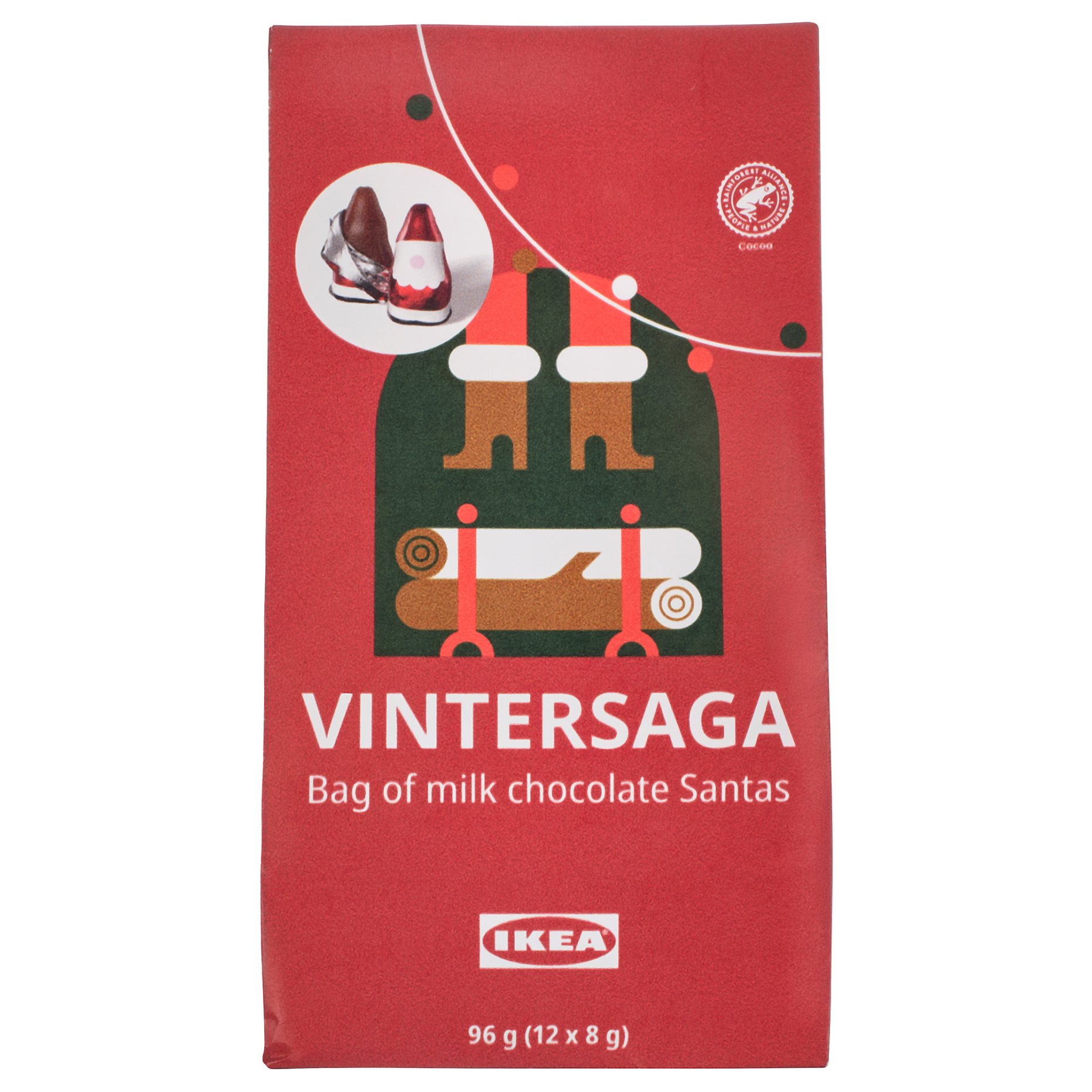 VINTERSAGA, bag of chocolate Santas RAC, 96 g, 206.181.38