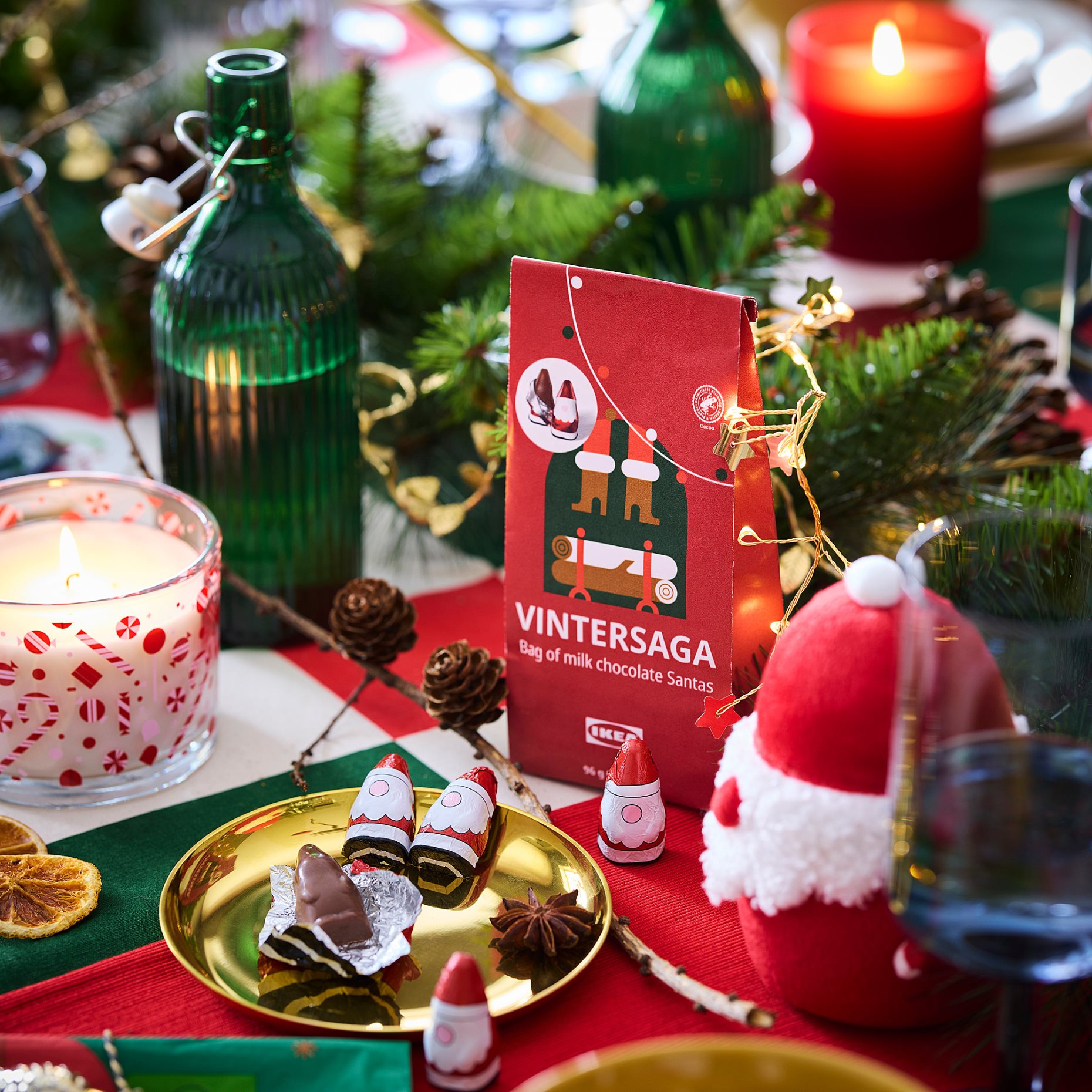 VINTERSAGA, bag of chocolate Santas RAC, 96 g, 206.181.38