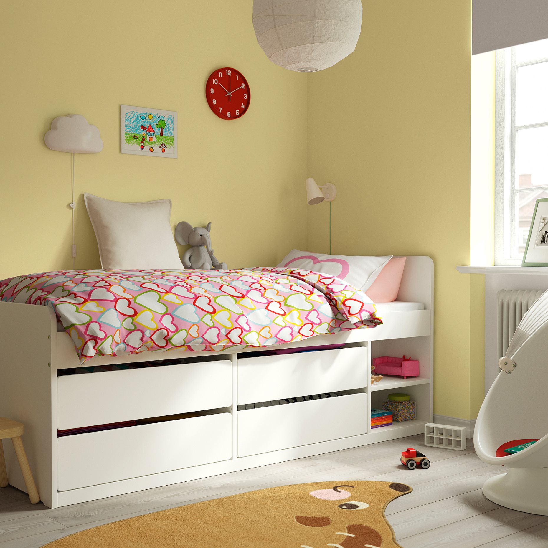 SLÄKT, bed frame with storage+slatted bedbase, 292.919.56