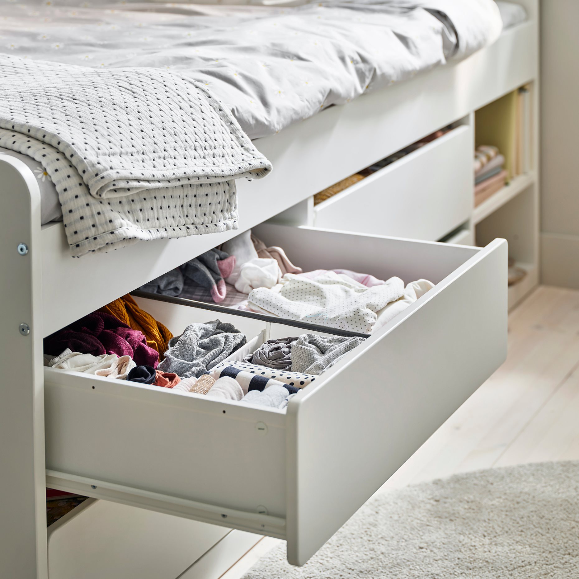 SLÄKT, bed frame with storage+slatted bedbase, 292.919.56