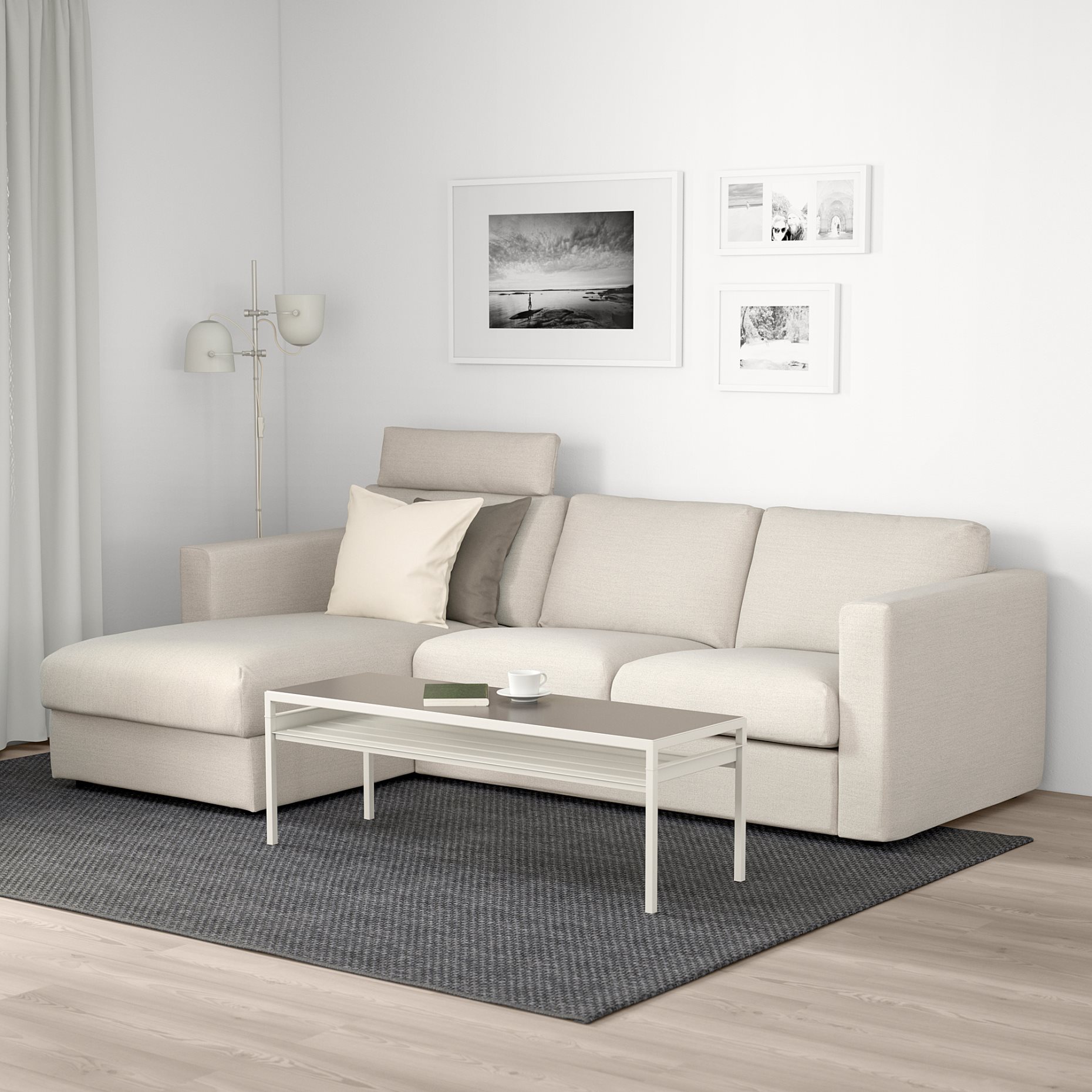 VIMLE, 3-seat sofa with chaise longue with headrest, 293.991.03