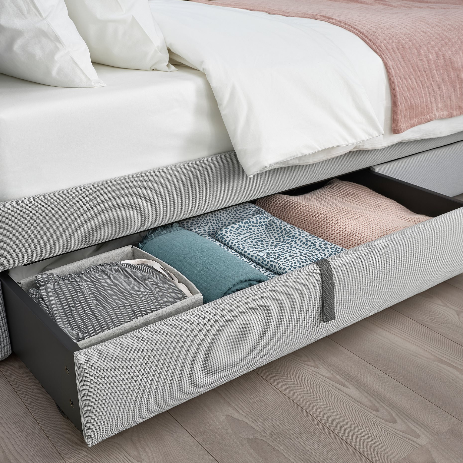 GLADSTAD, κρεβάτι με επένδυση και 2 αποθηκευτικά κουτιά, 160x200 cm, 294.067.97