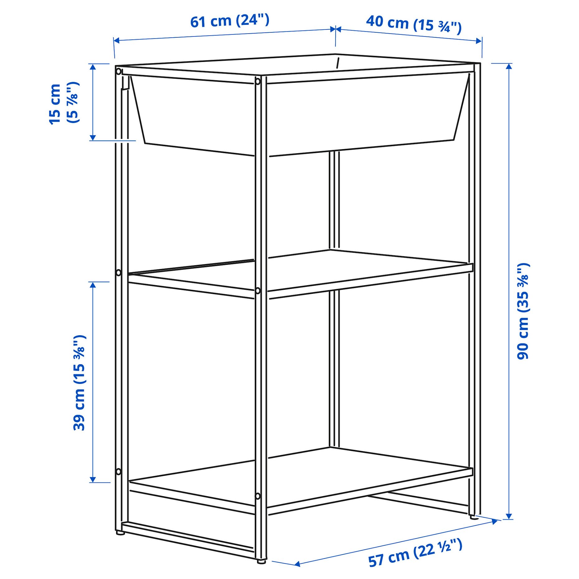 JOSTEIN, ραφιέρα με δοχείο/εσωτερικού/εξωτερικού χώρου/μέταλλο, 61x40x90 cm, 294.371.81