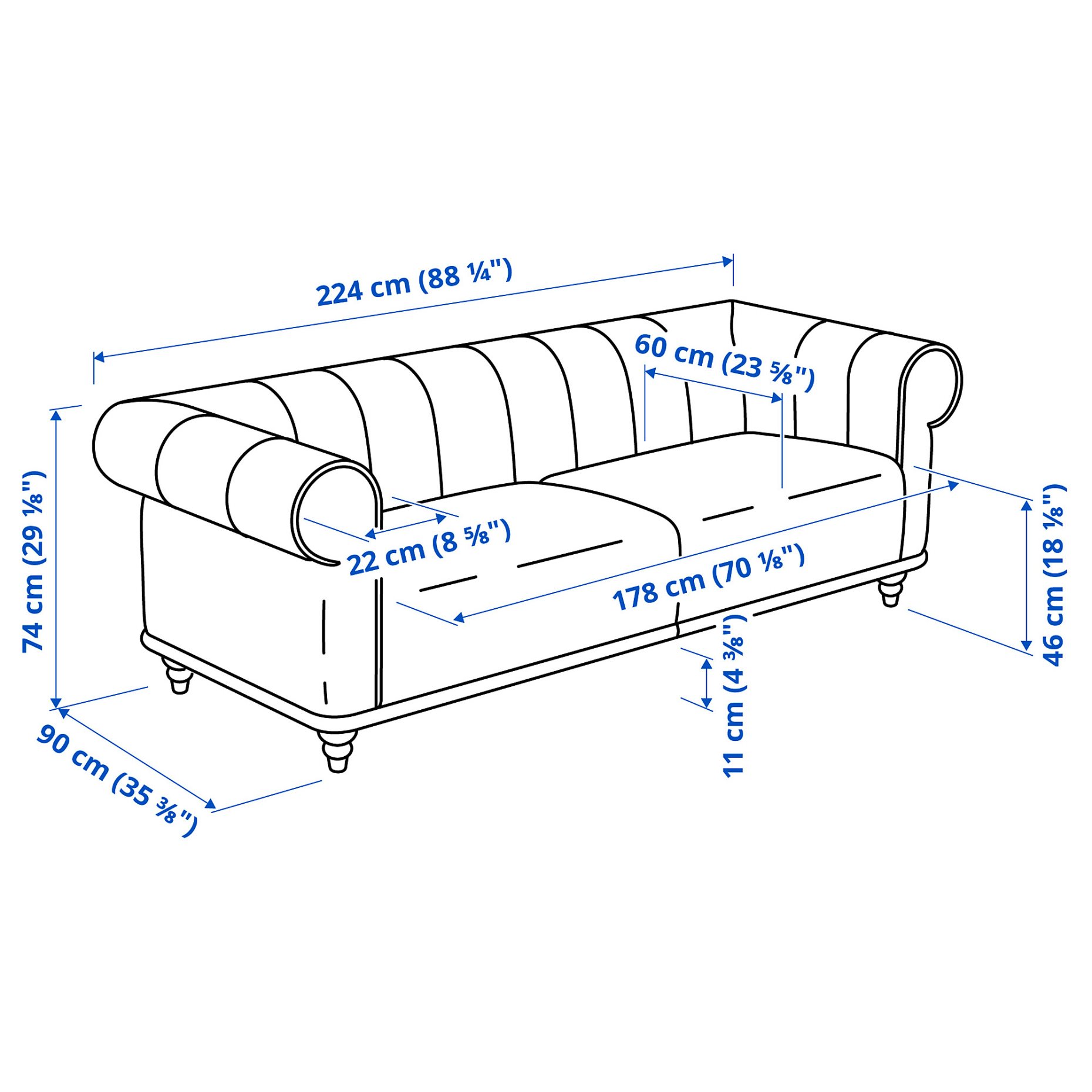 VISKAFORS, 3-seat sofa, 294.433.37