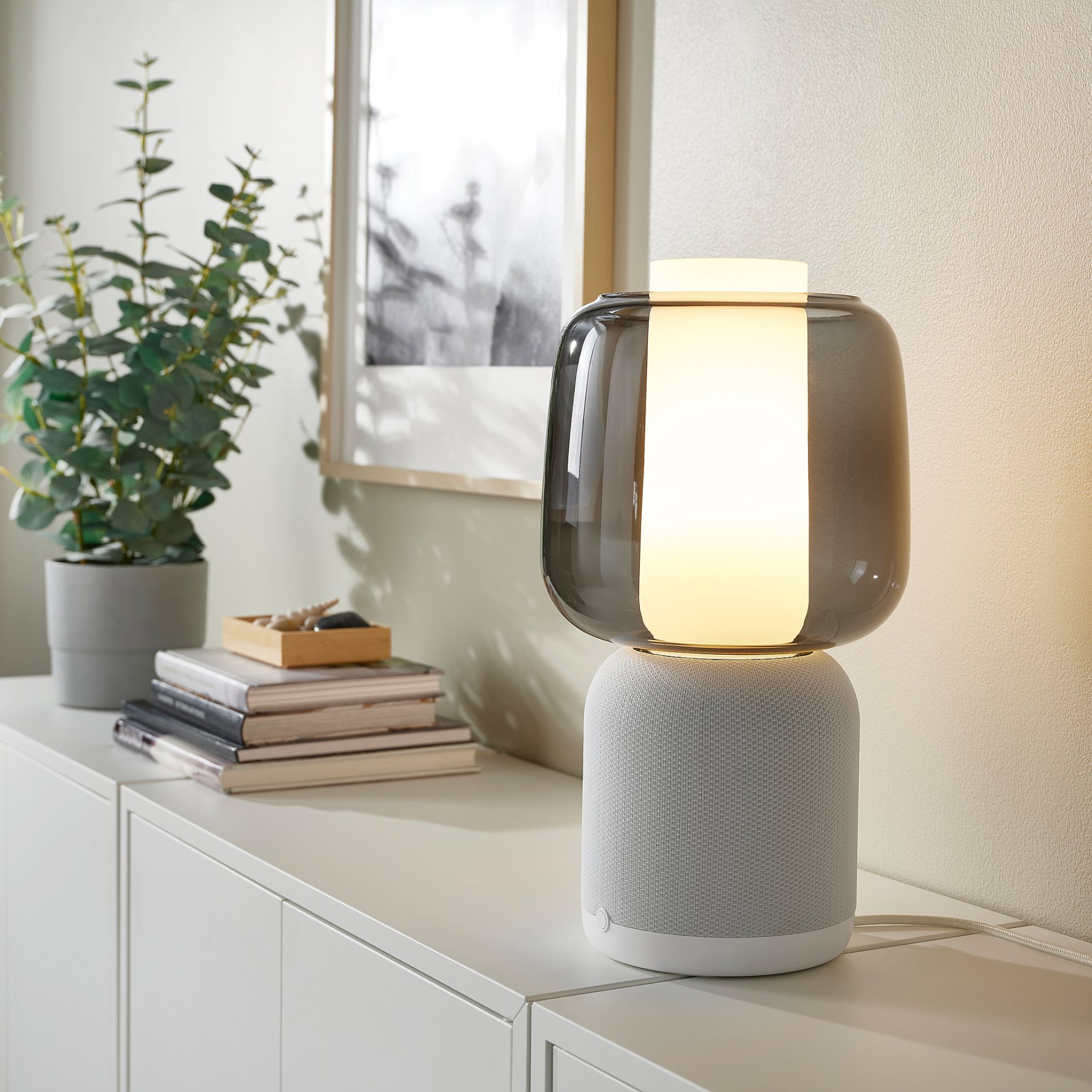 SYMFONISK, speaker lamp with Wi-Fi, glass shade, 294.881.42