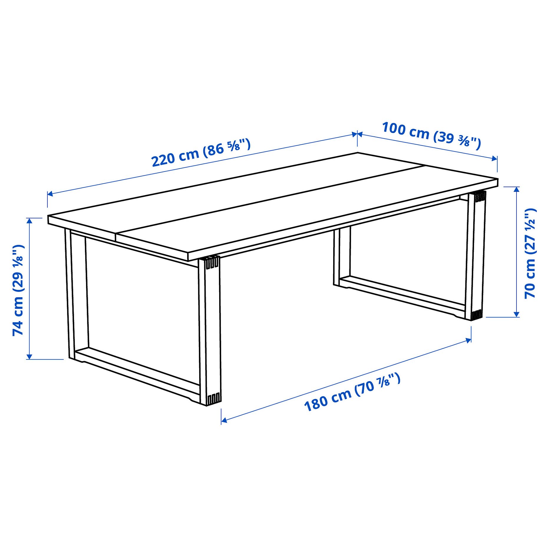 MORBYLANGA/LILLANAS, table and 6 chairs, 220x100 cm, 294.951.85