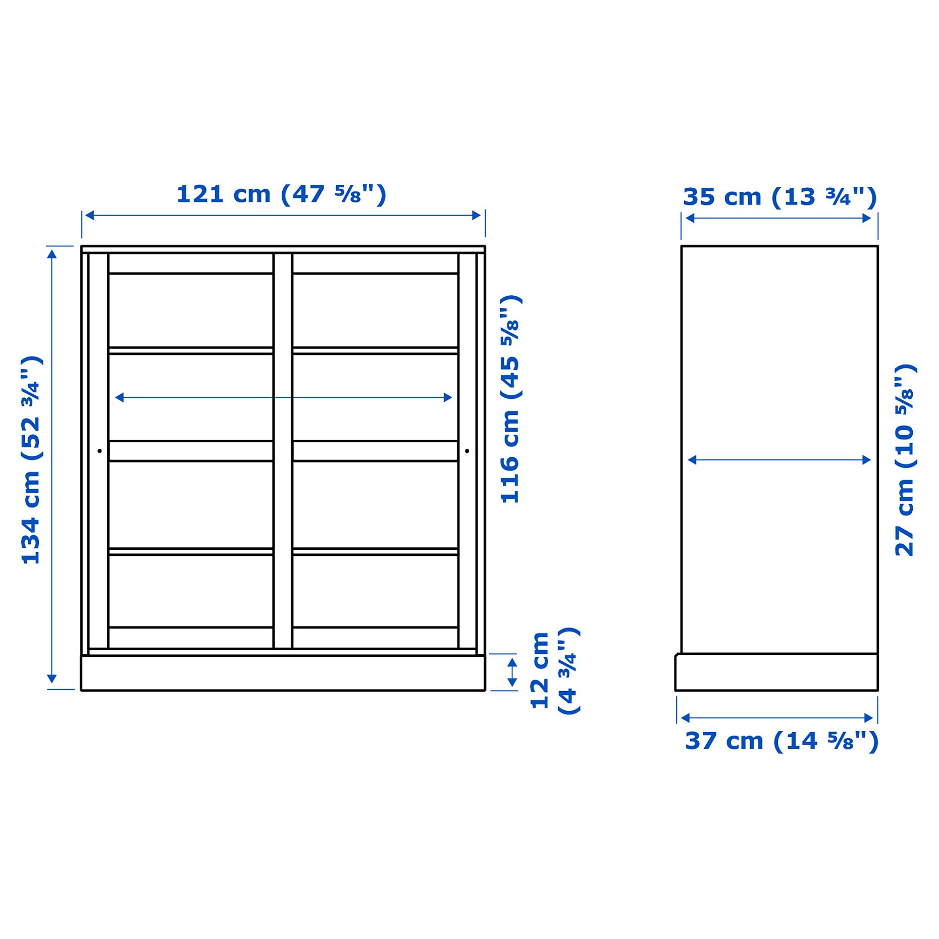 HAVSTA, glass-door cabinet with plinth, 121x37x134 cm, 295.346.72