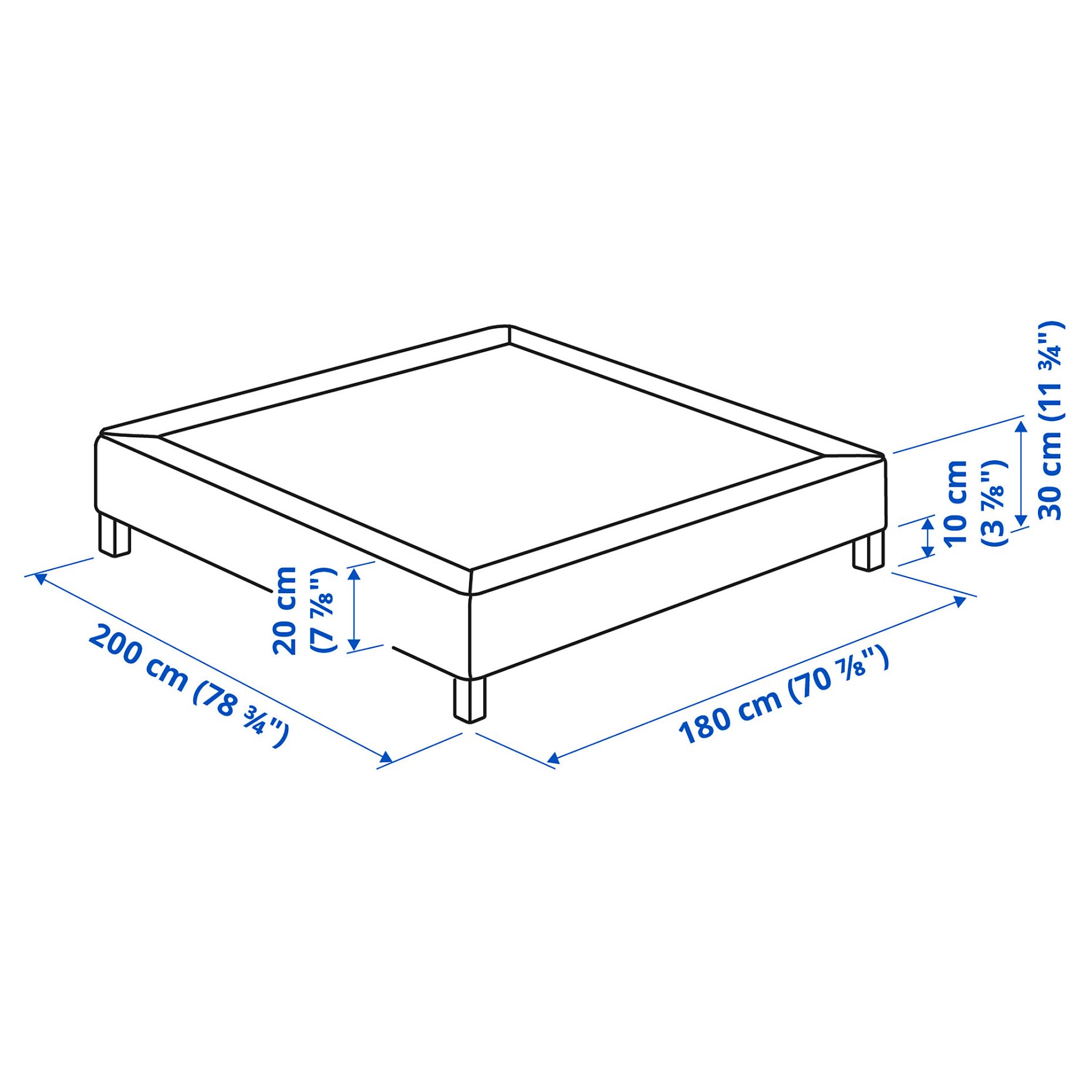 LYNGOR, slatted mattress base with legs, 180x200 cm, 296.082.72