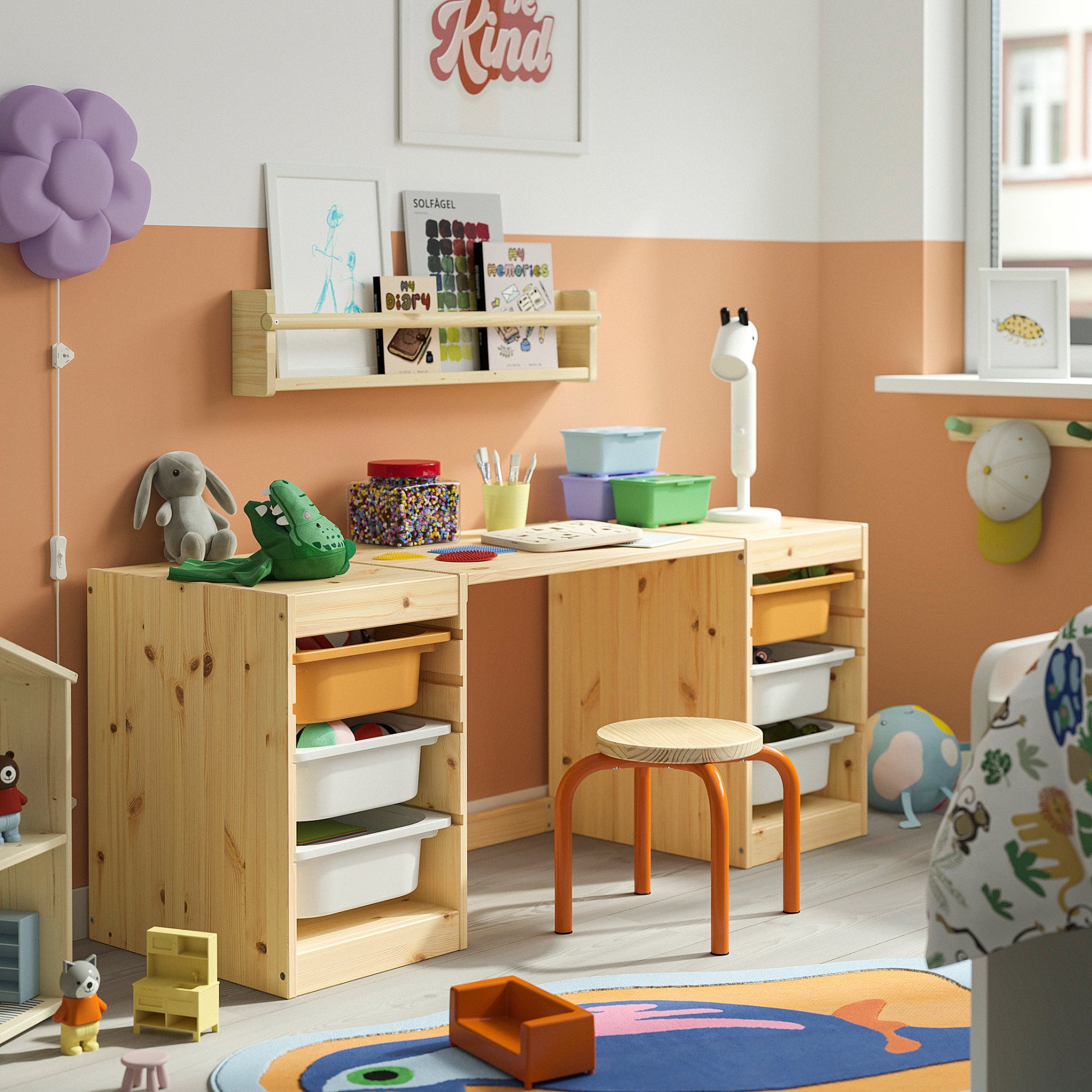 TROFAST, desk with storage boxes, 124x44x52 cm, 296.139.09