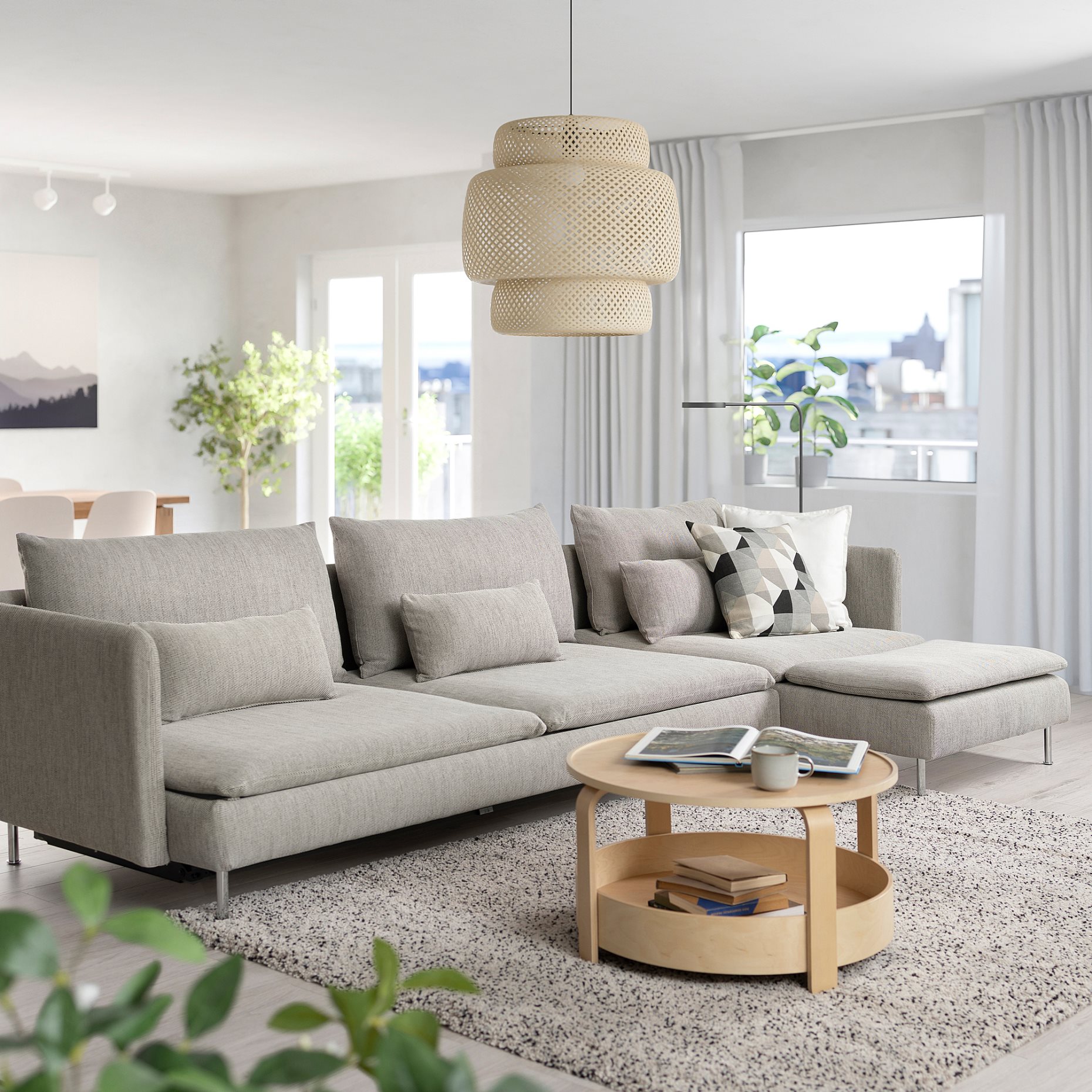 SÖDERHAMN, 4-seat sofa-bed with chaise longue, 296.164.46