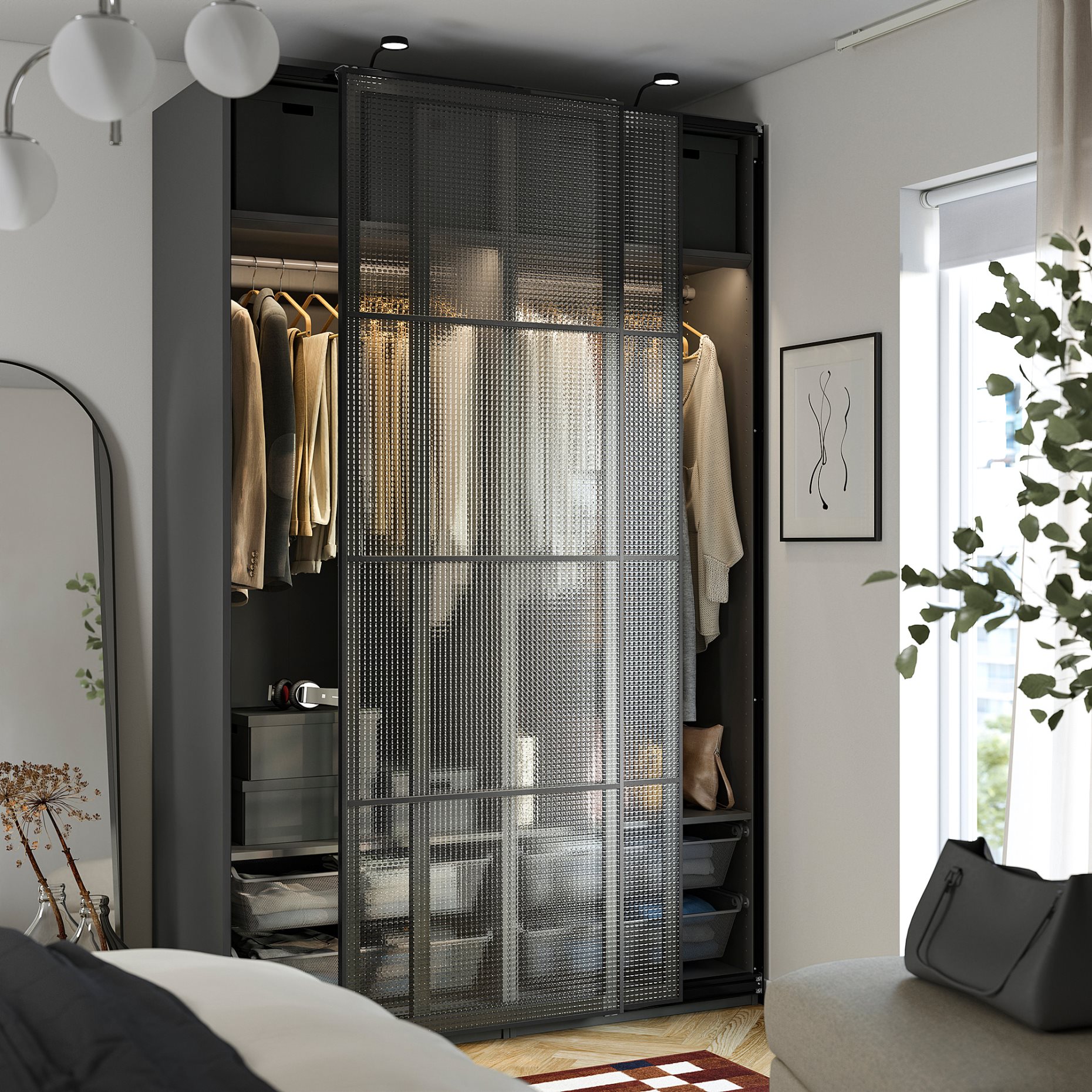 PAX/LUNDBRÄSMA, ντουλάπα με συρόμενες πόρτες, 150x66x236 cm, 296.178.89