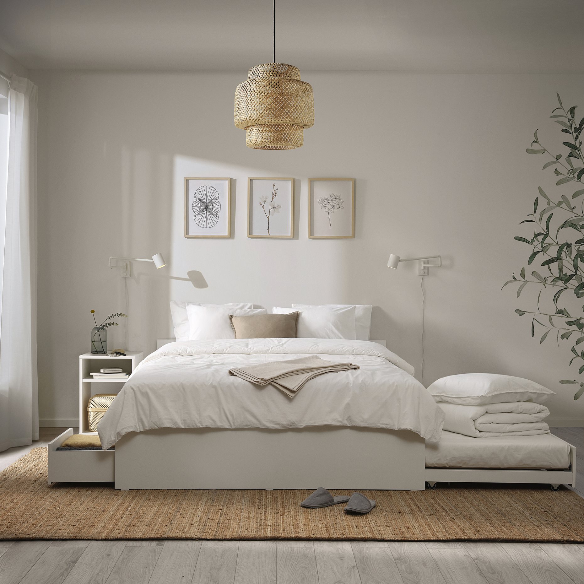 VIHALS, bed frame with 2 storage boxes/1 trundle bed, 160x200 cm/80x200 cm, 296.347.23