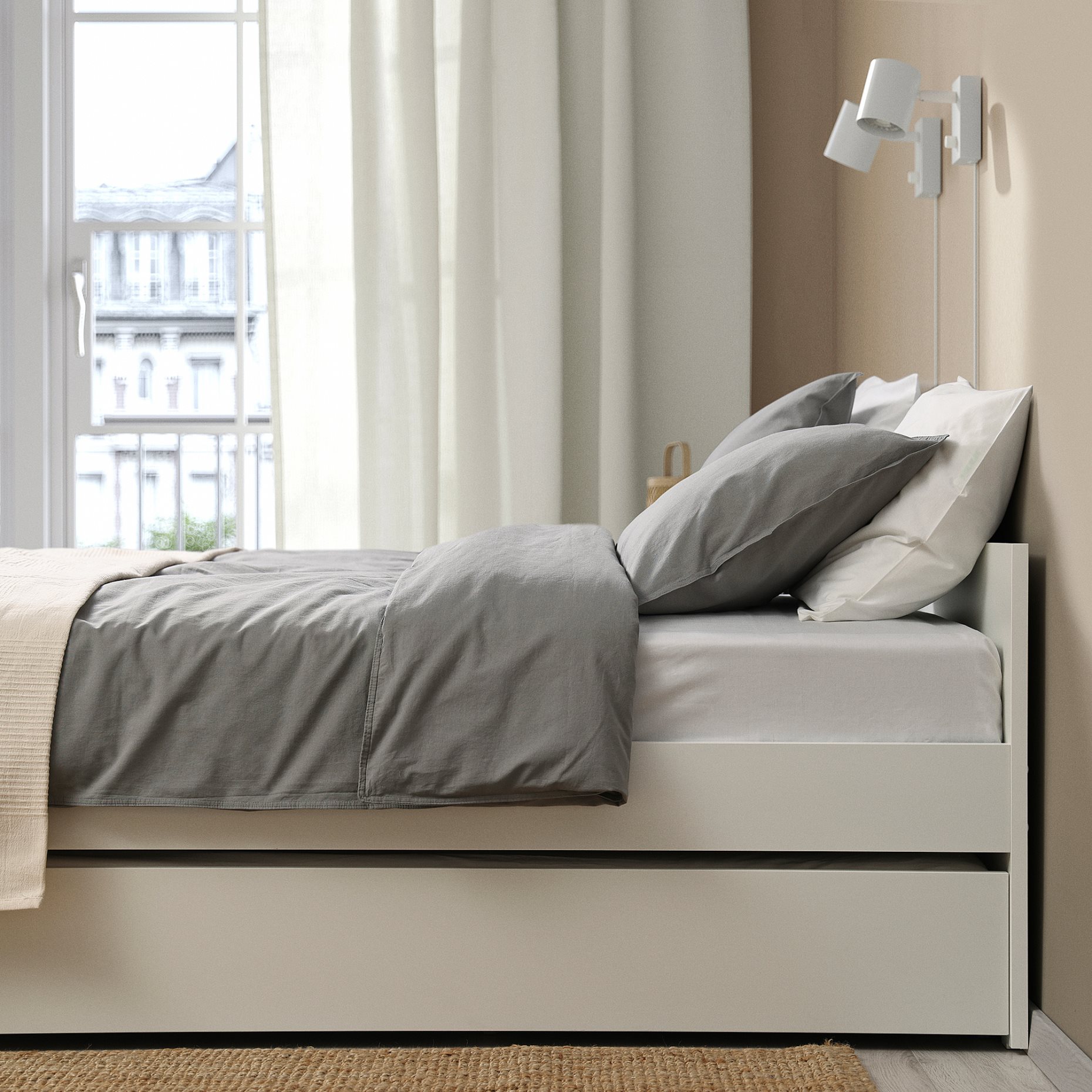 VIHALS, bed frame with 2 storage boxes/1 trundle bed, 160x200 cm/80x200 cm, 296.347.23