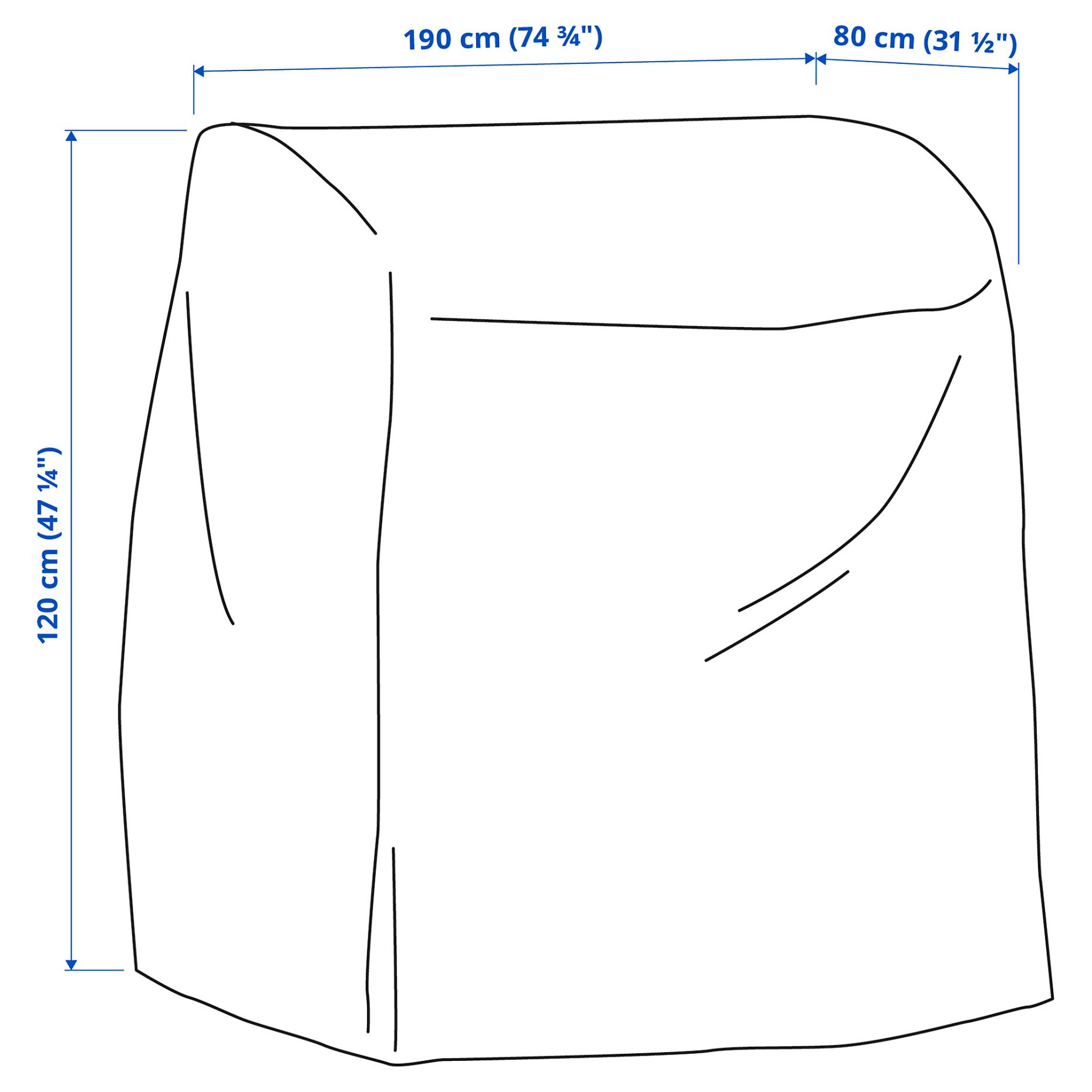 TOSTERÖ, cover for outdoor furniture, 190x80 cm, 305.323.37