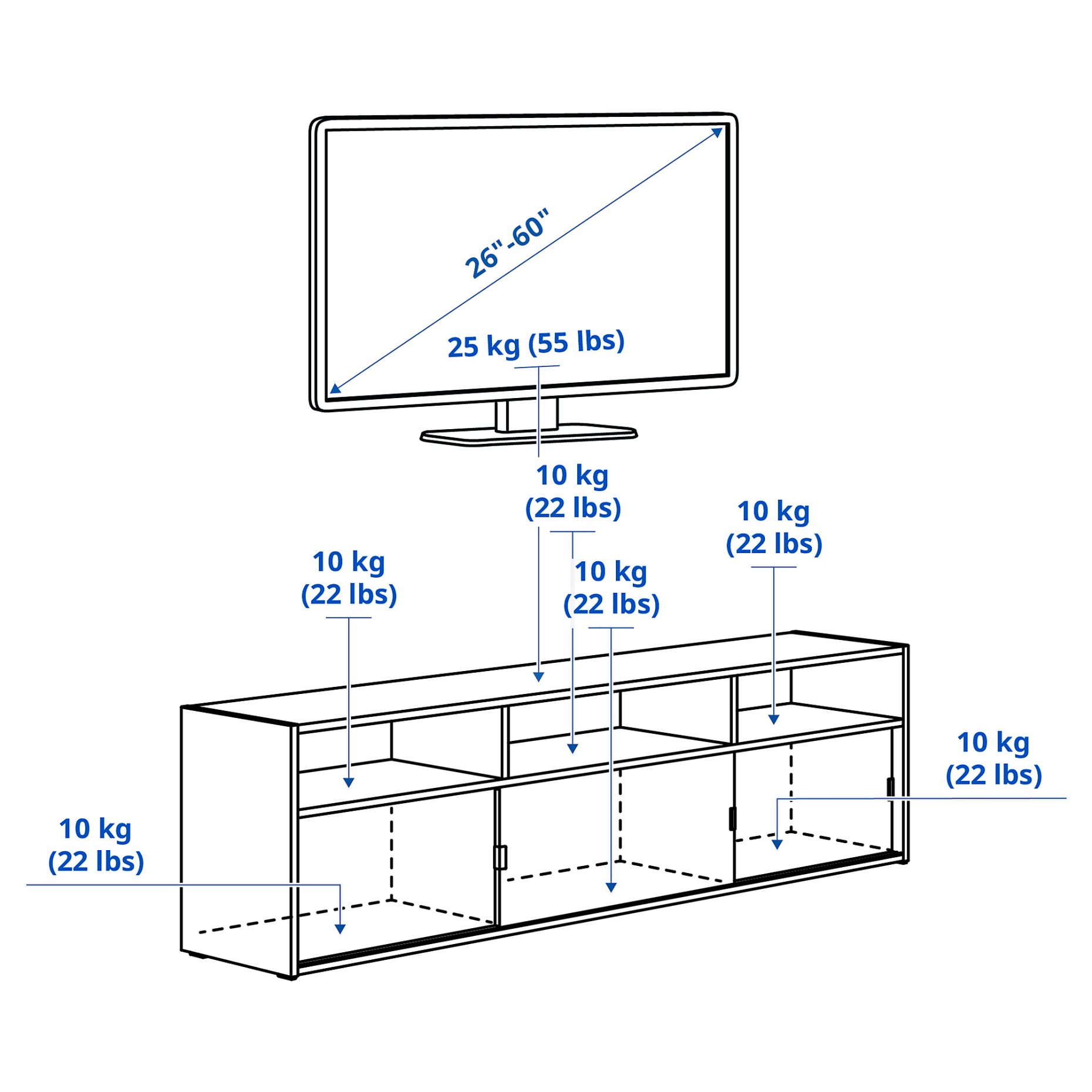 SPIKSMED, έπιπλο TV, 155x32x44 cm, 305.655.11