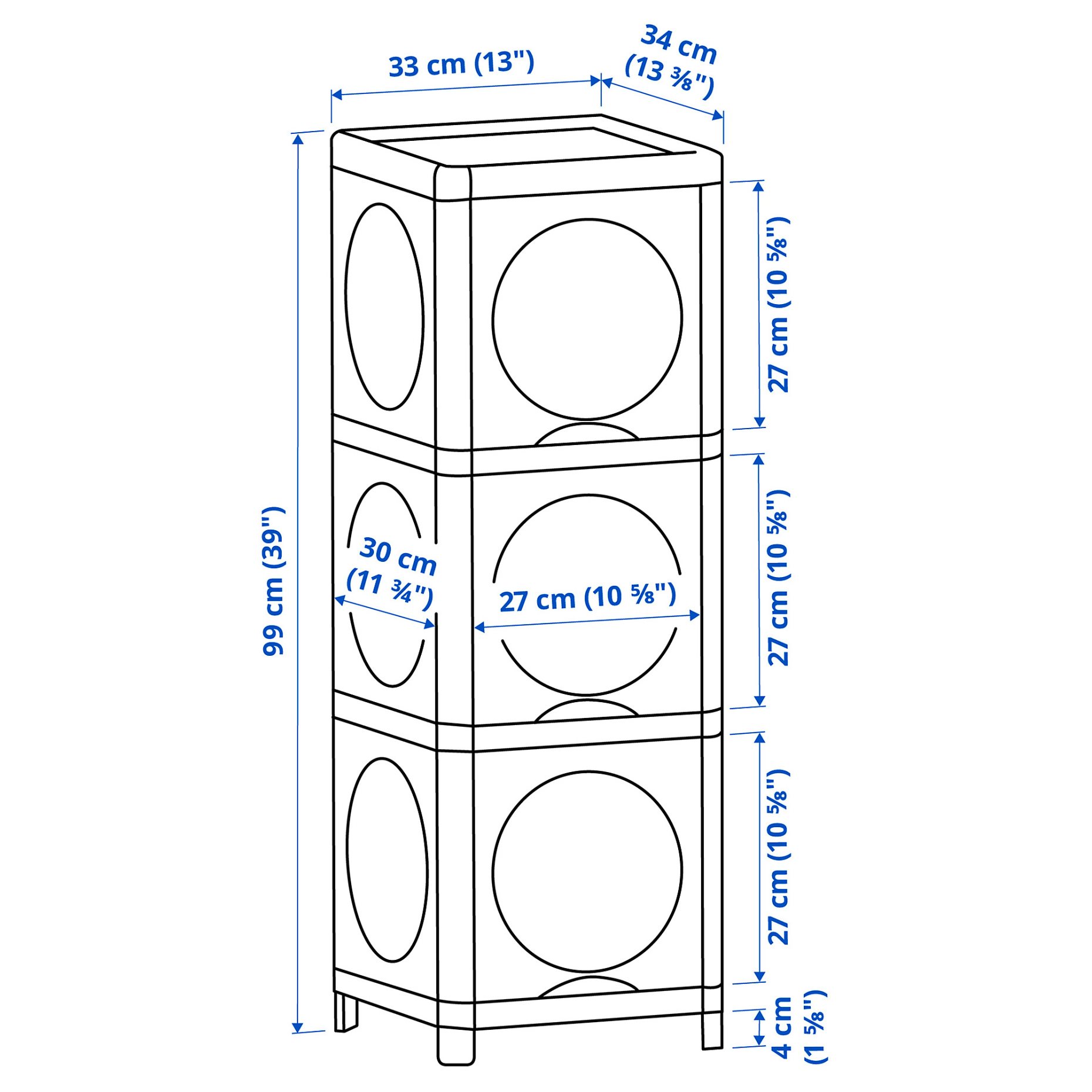 IVÖSJÖN, cabinet with doors, 33x34x99 cm, 305.690.95