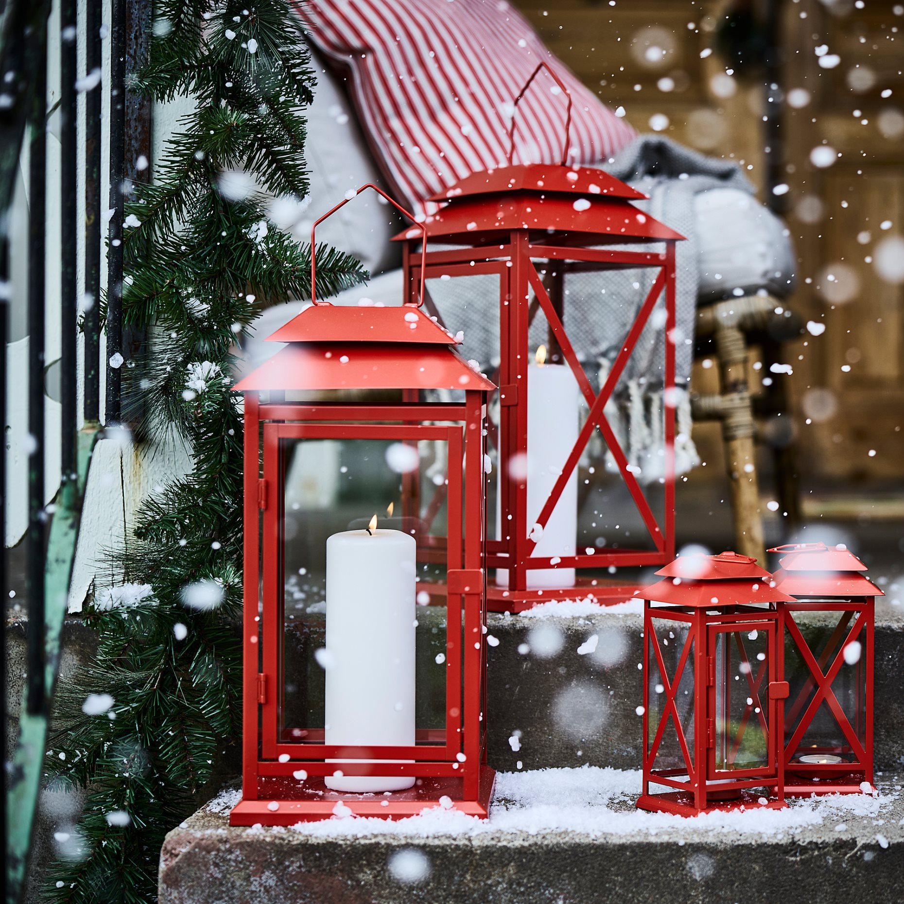 VINTERFINT, φανάρι για κερί στήλη εσωτερικού/εξωτερικού χώρου, 44 cm, 306.048.19