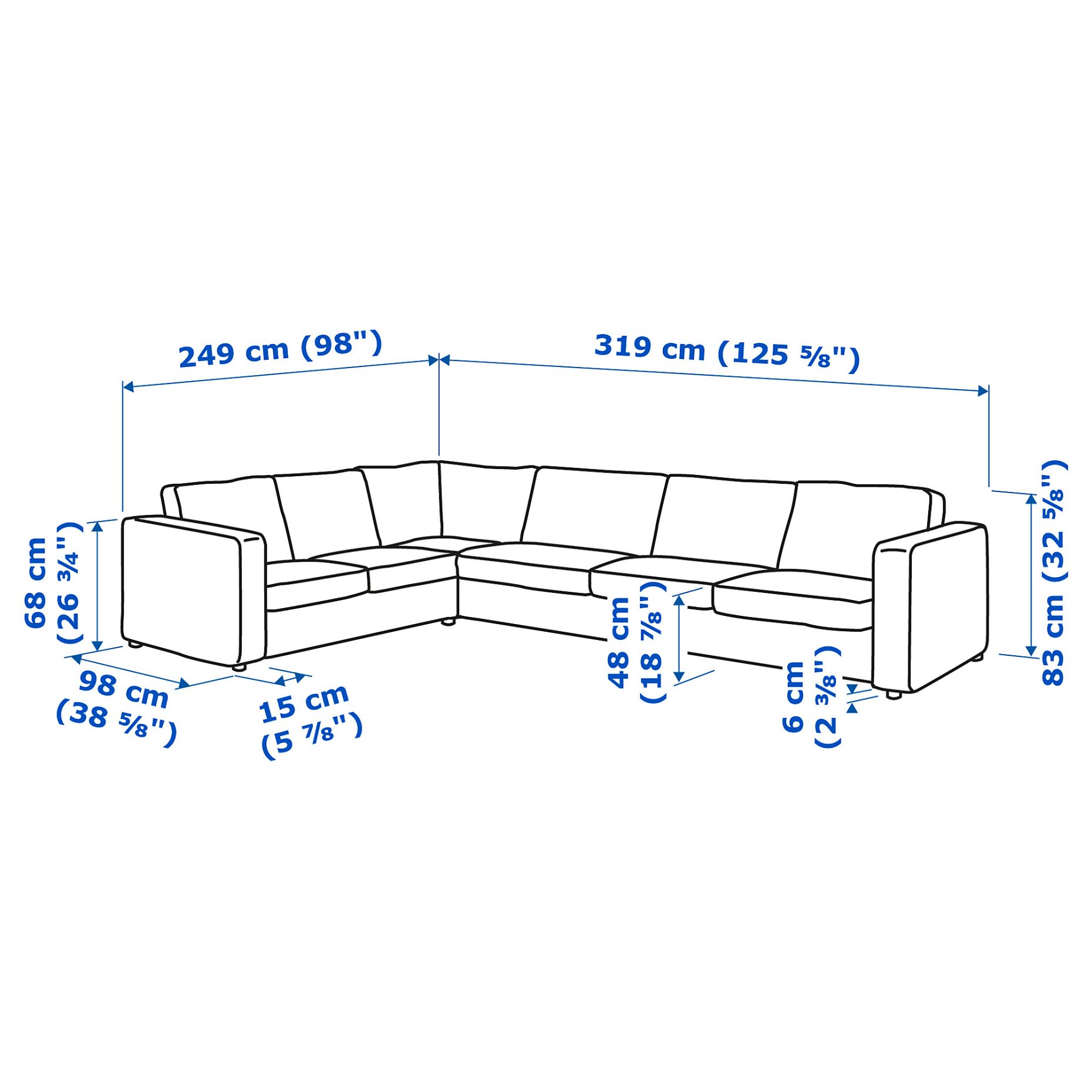 VIMLE, γωνιακός καναπές, 5 θέσεων, 393.996.59