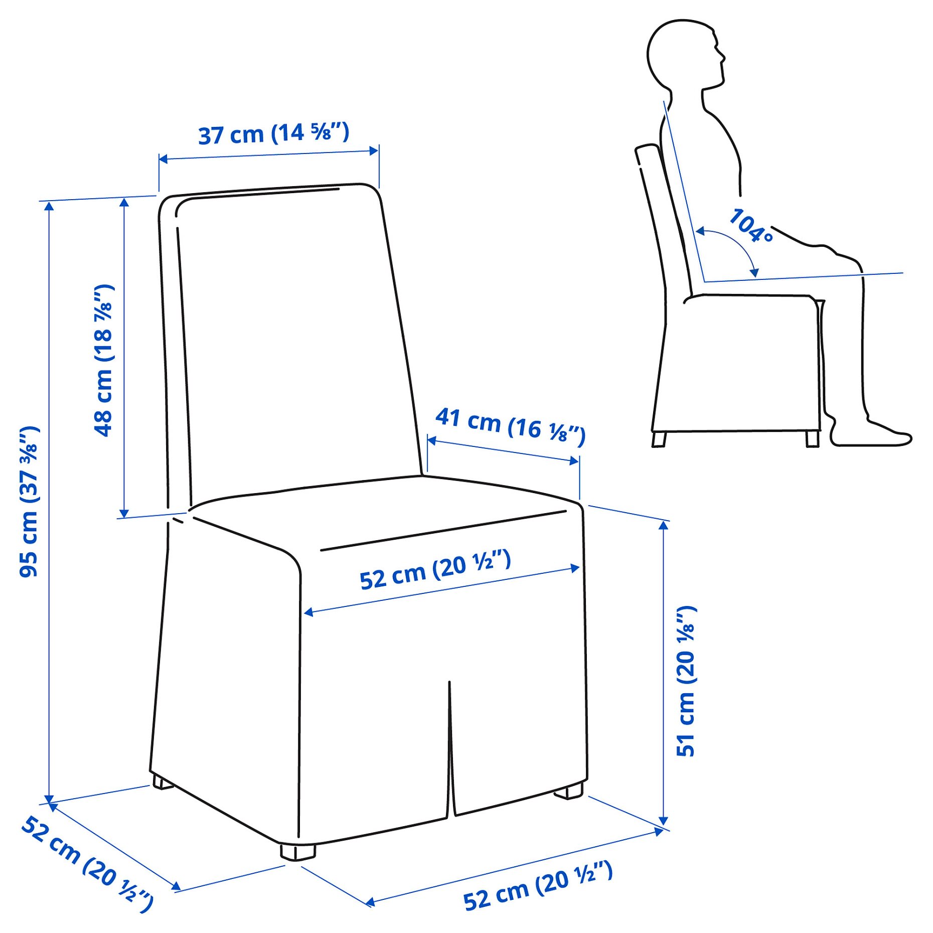 BERGMUND, καρέκλα με μακρύ κάλυμμα, 393.997.44