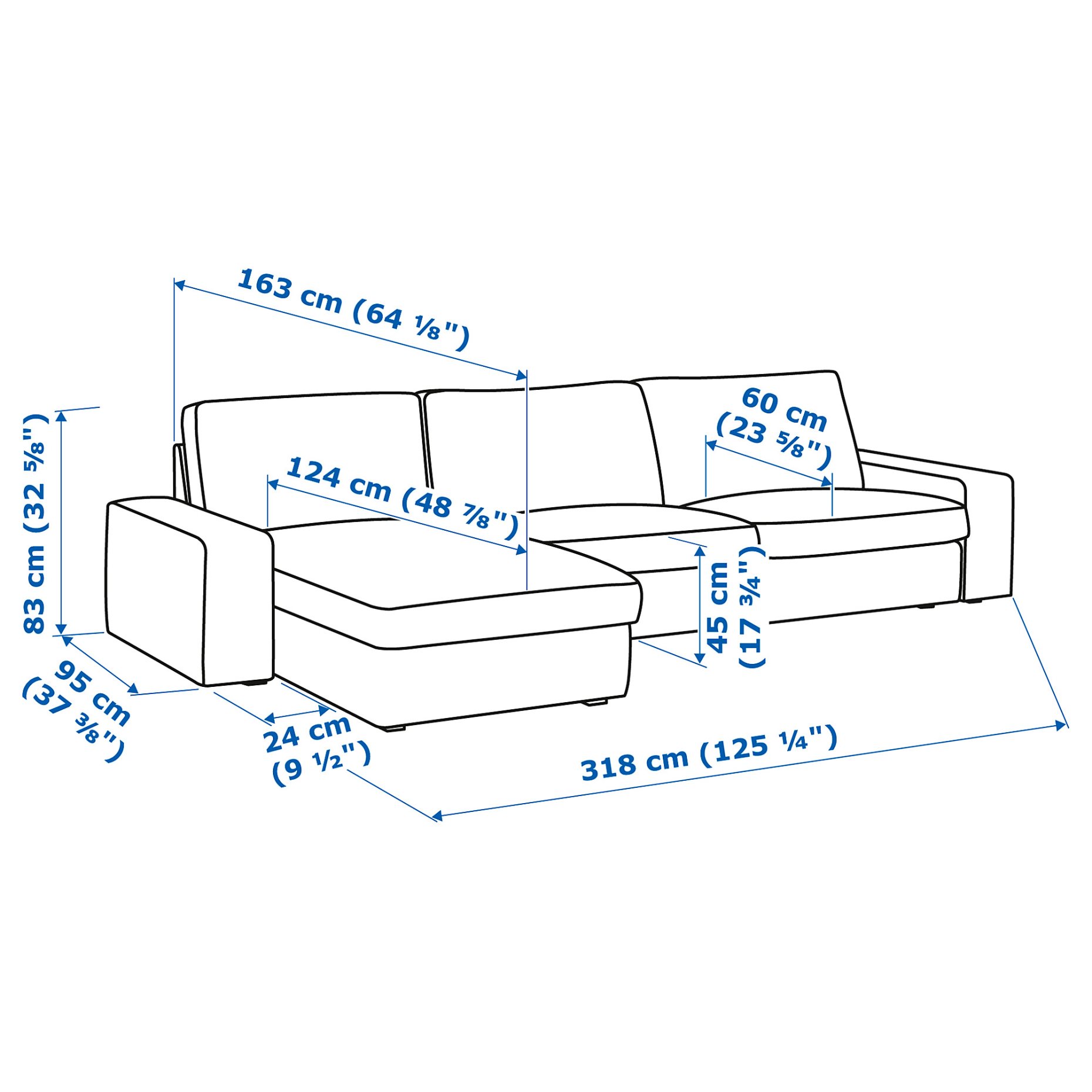 KIVIK, 4-seat sofa with chaise longue, 394.431.91