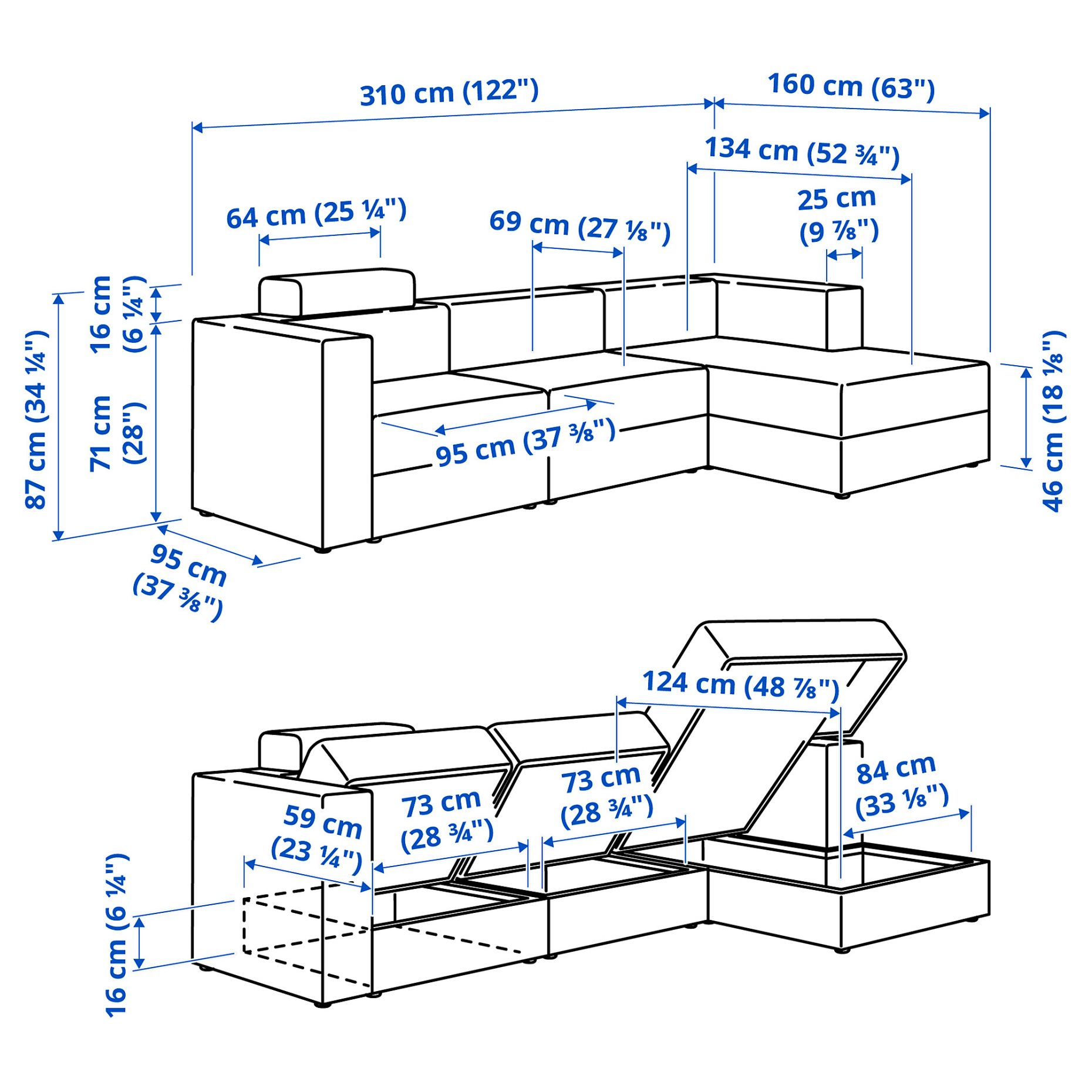JÄTTEBO, 4-seat modular sofa with chaise longue/right with headrest, 395.108.97