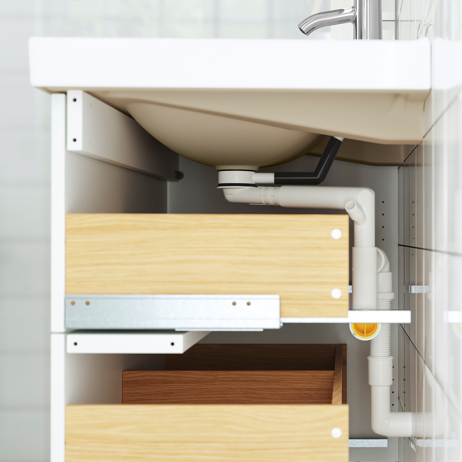 ANGSJON/BACKSJON, wash-stand with drawers/wash-basin/tap/high-gloss, 102x49x71 cm, 395.215.94