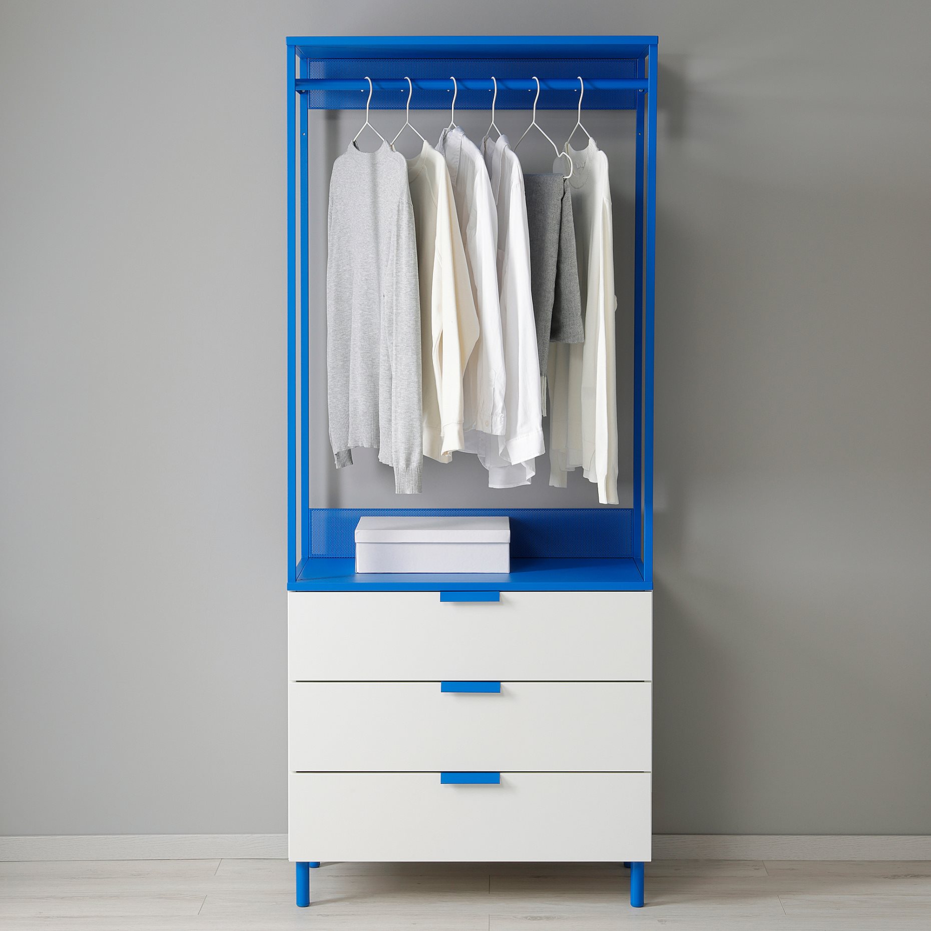PLATSA, open wardrobe with 3 drawers, 80x42x191 cm, 395.228.95