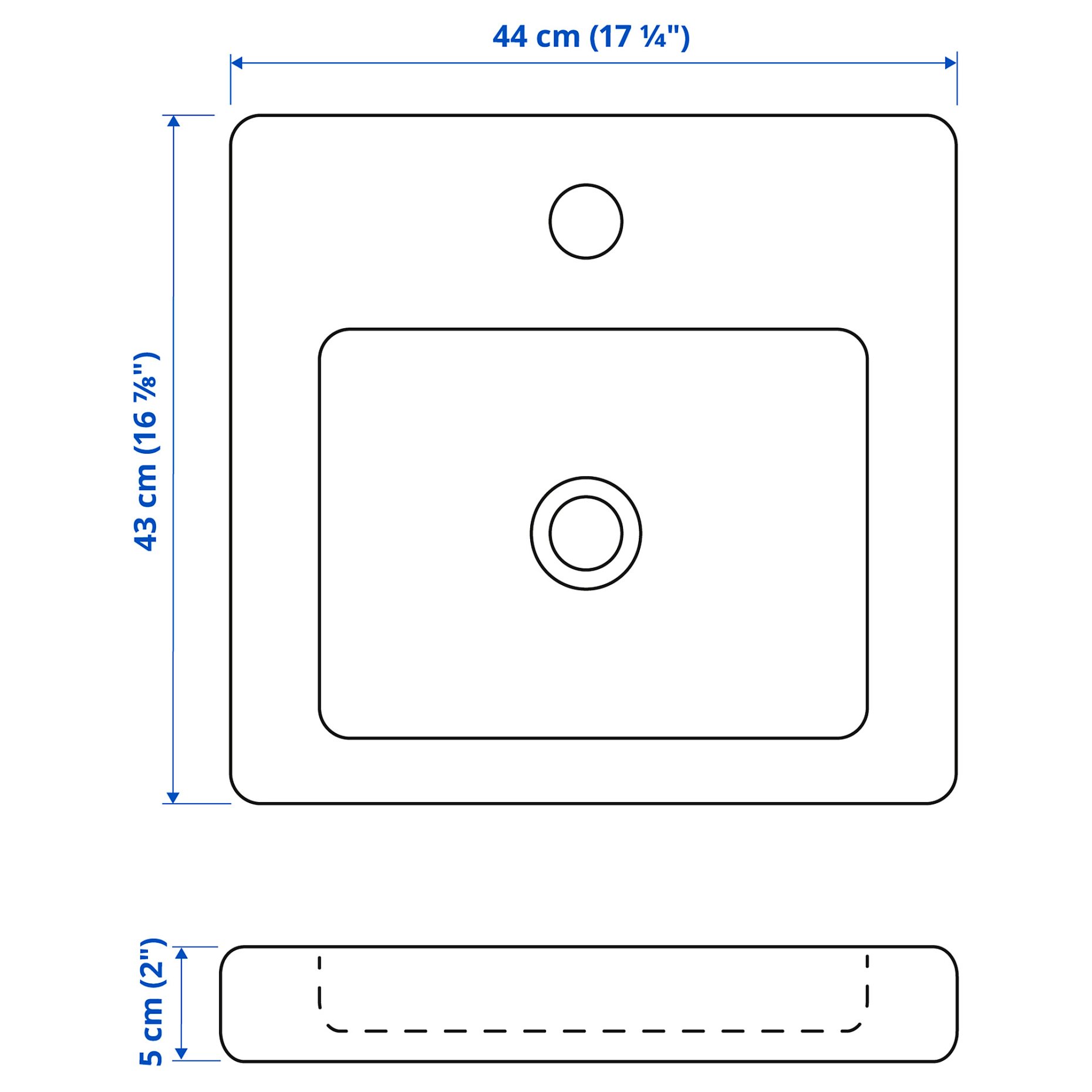 TVÄLLEN, νιπτήρας με σιφόνι, 44x43 cm, 395.469.00