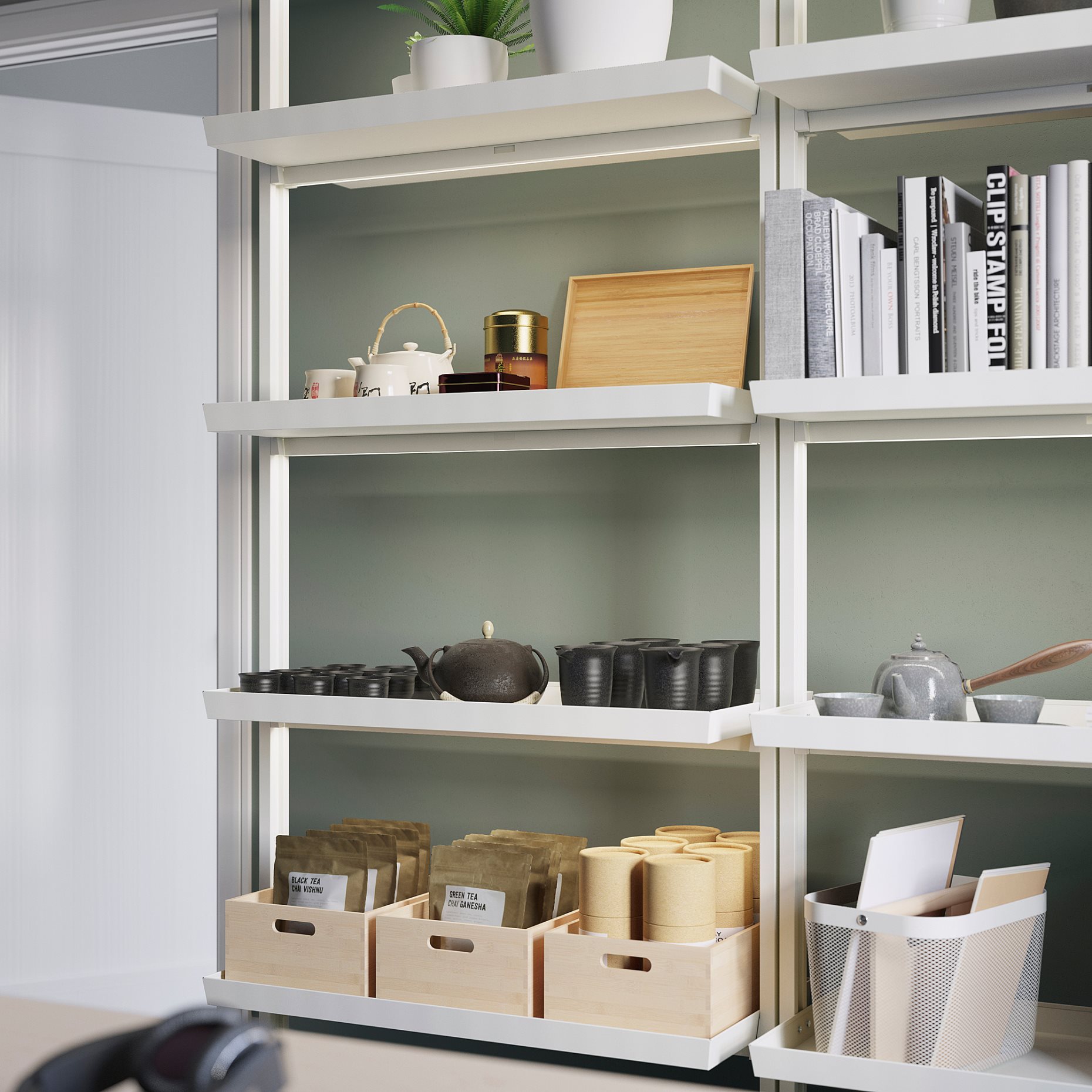 MITTZON, frame with castors/display shelf/cable box, 85x205 cm, 395.623.63