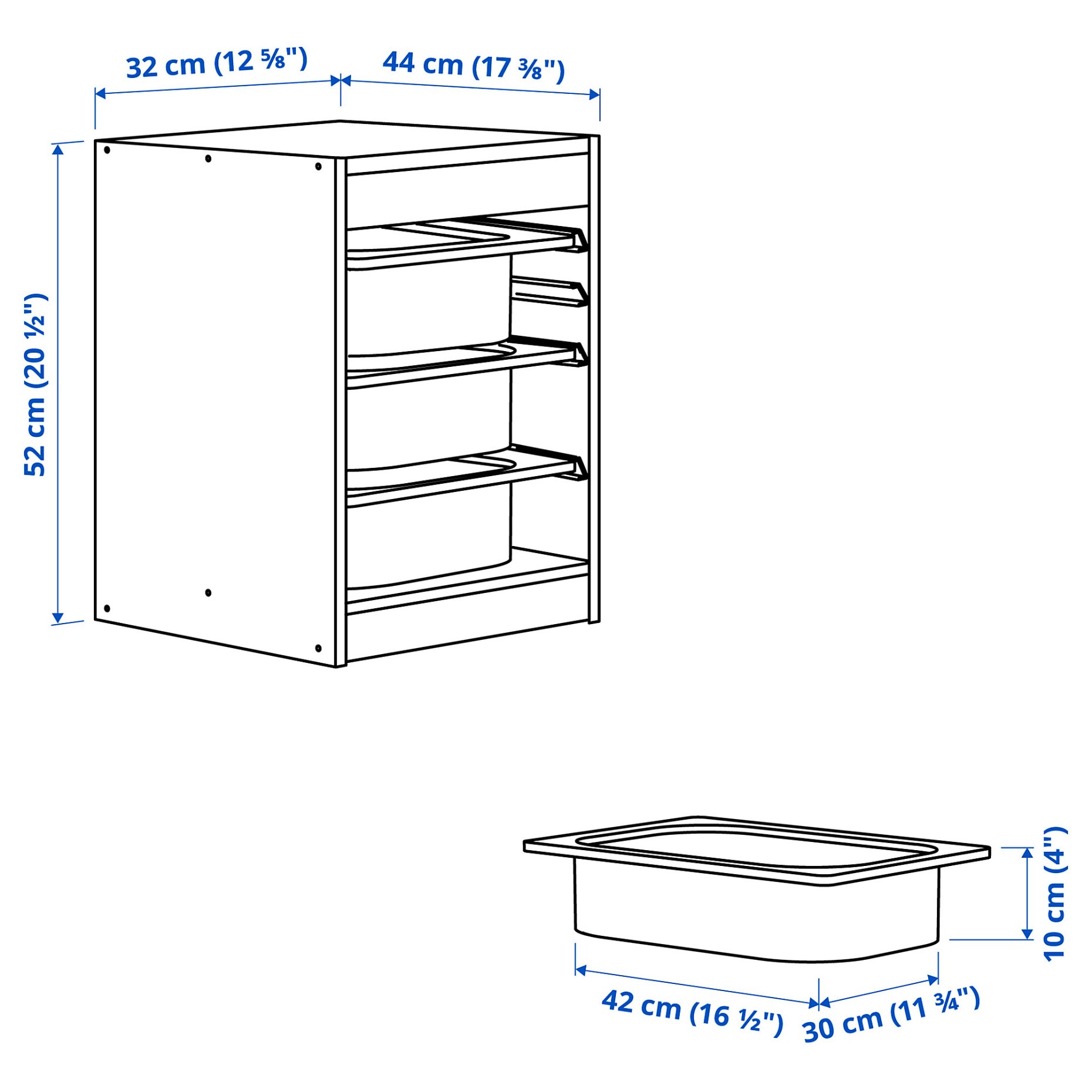 TROFAST, storage combination with boxes, 32x44x52 cm, 395.732.72