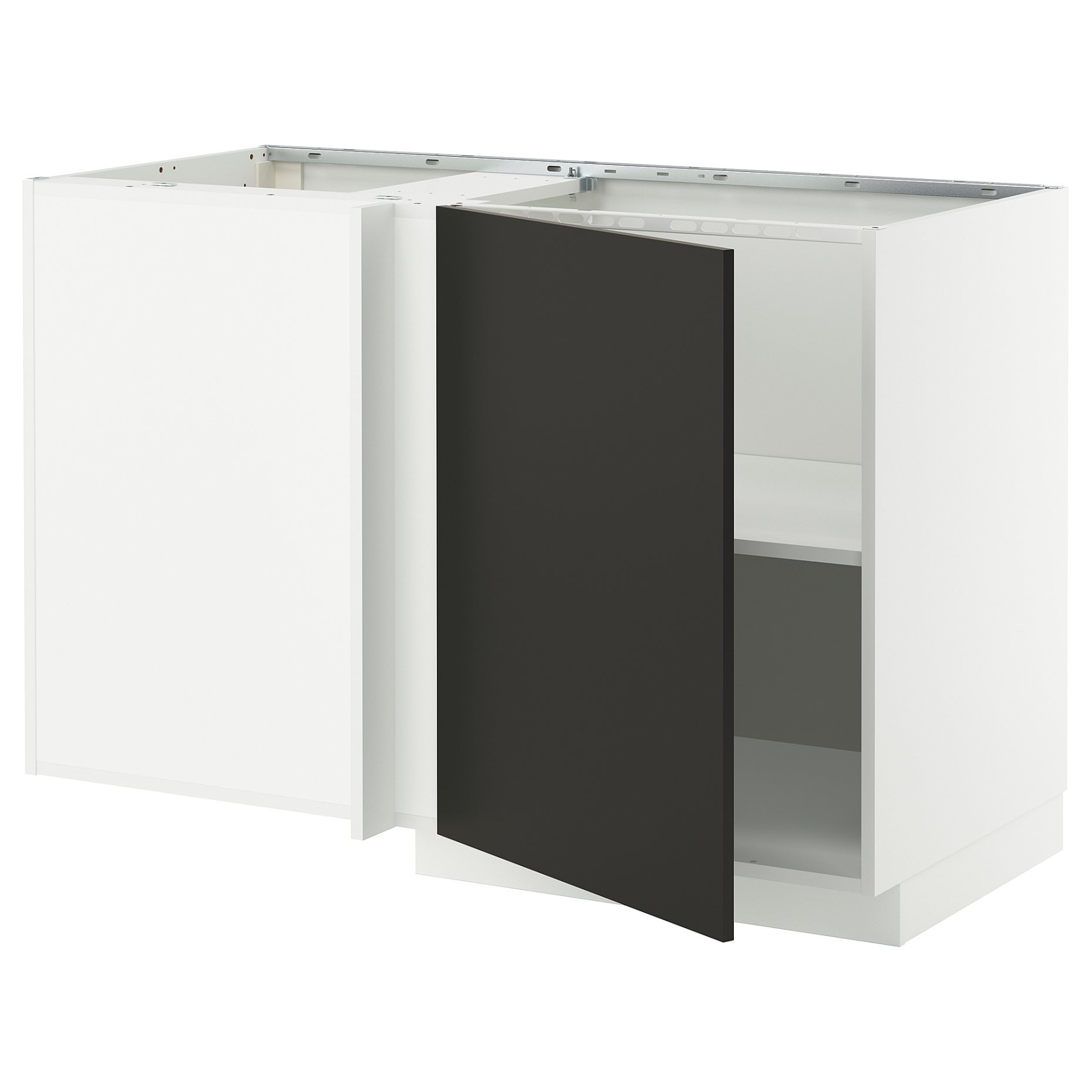 METOD, corner base cabinet with shelf, 128x68 cm, 395.850.34