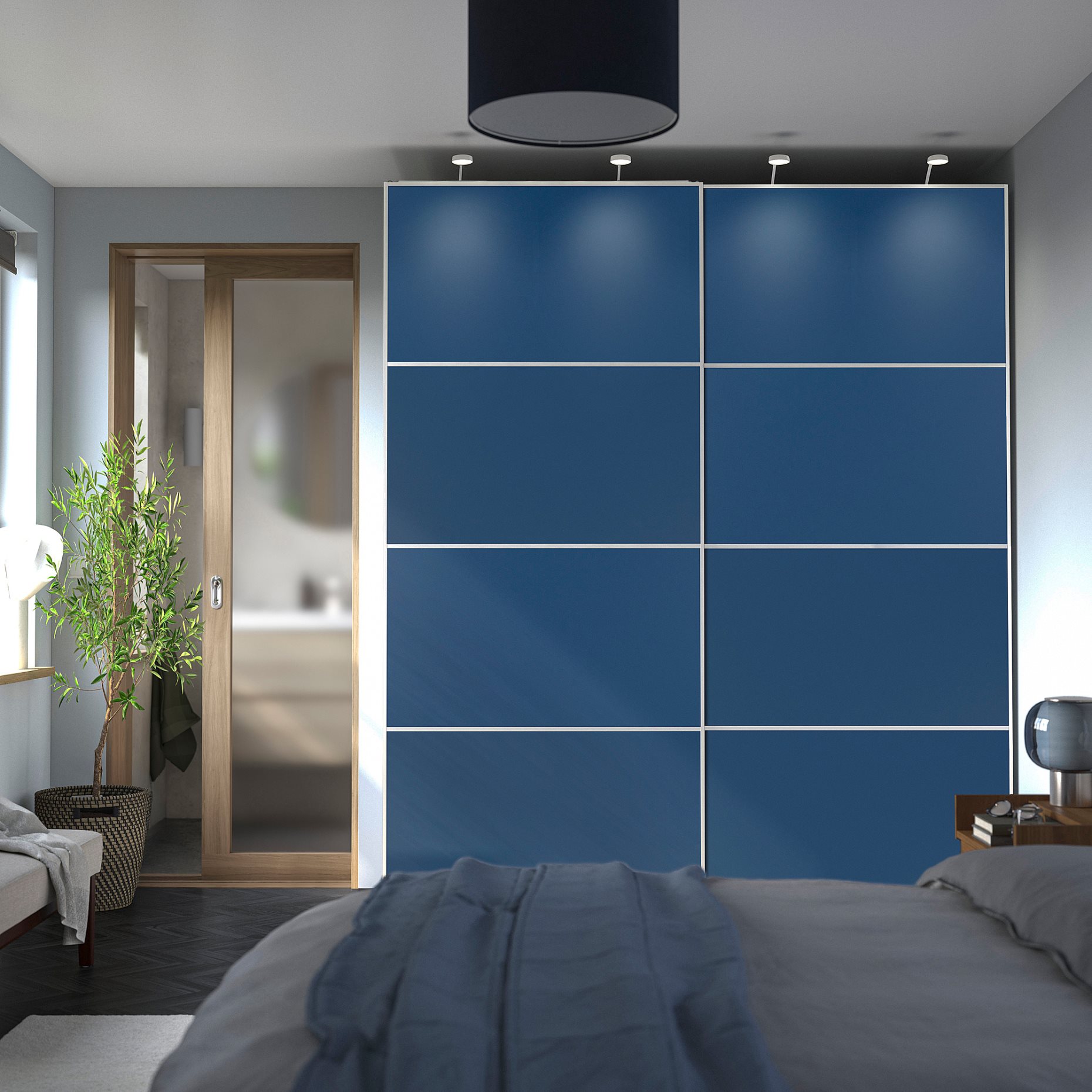PAX/MEHAMN, wardrobe with sliding doors, 200x66x236 cm, 396.087.14
