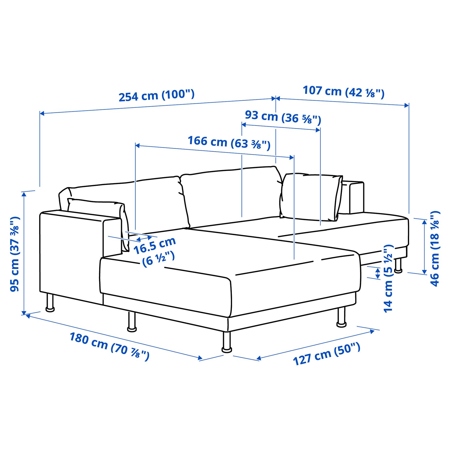 UPPÅKRA, 3-seat modular sofa with chaise longue, left, 396.130.13