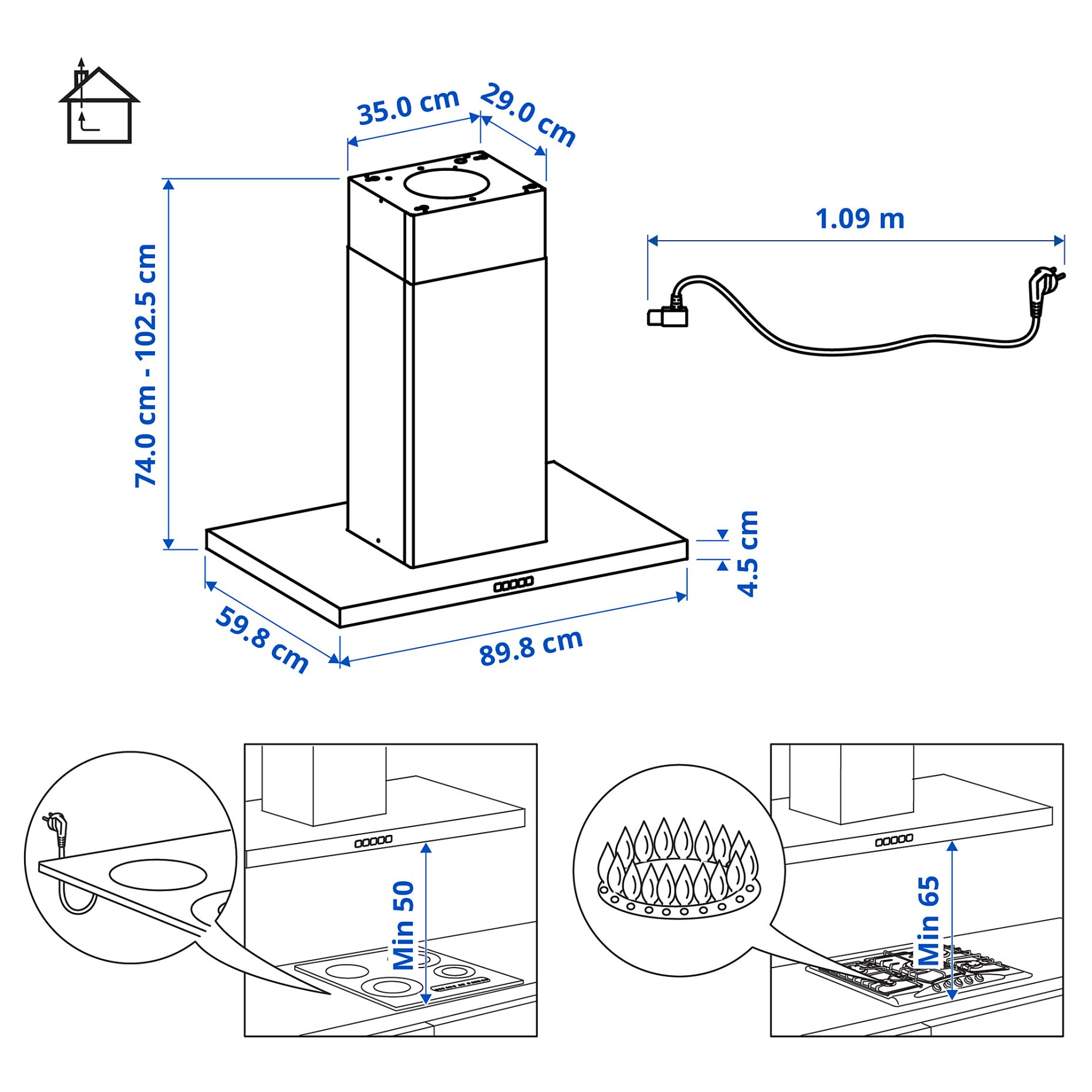 SVÄVANDE, απορροφητήρας οροφής, 90 cm, 403.890.89