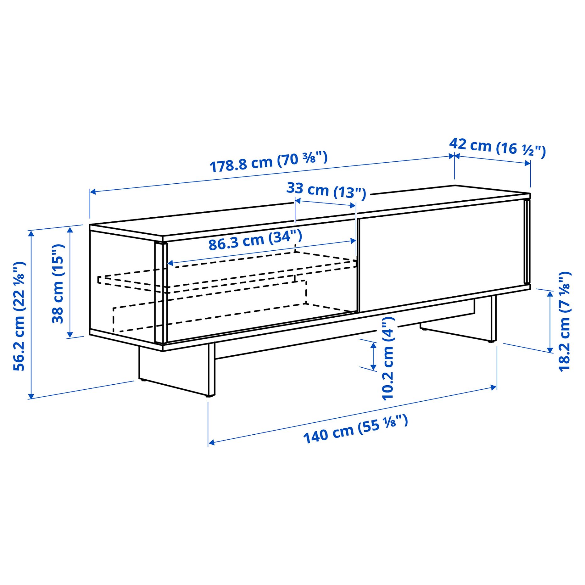 STOCKHOLM 2025, TV bench with sliding doors, 179x42x56 cm, 405.865.08