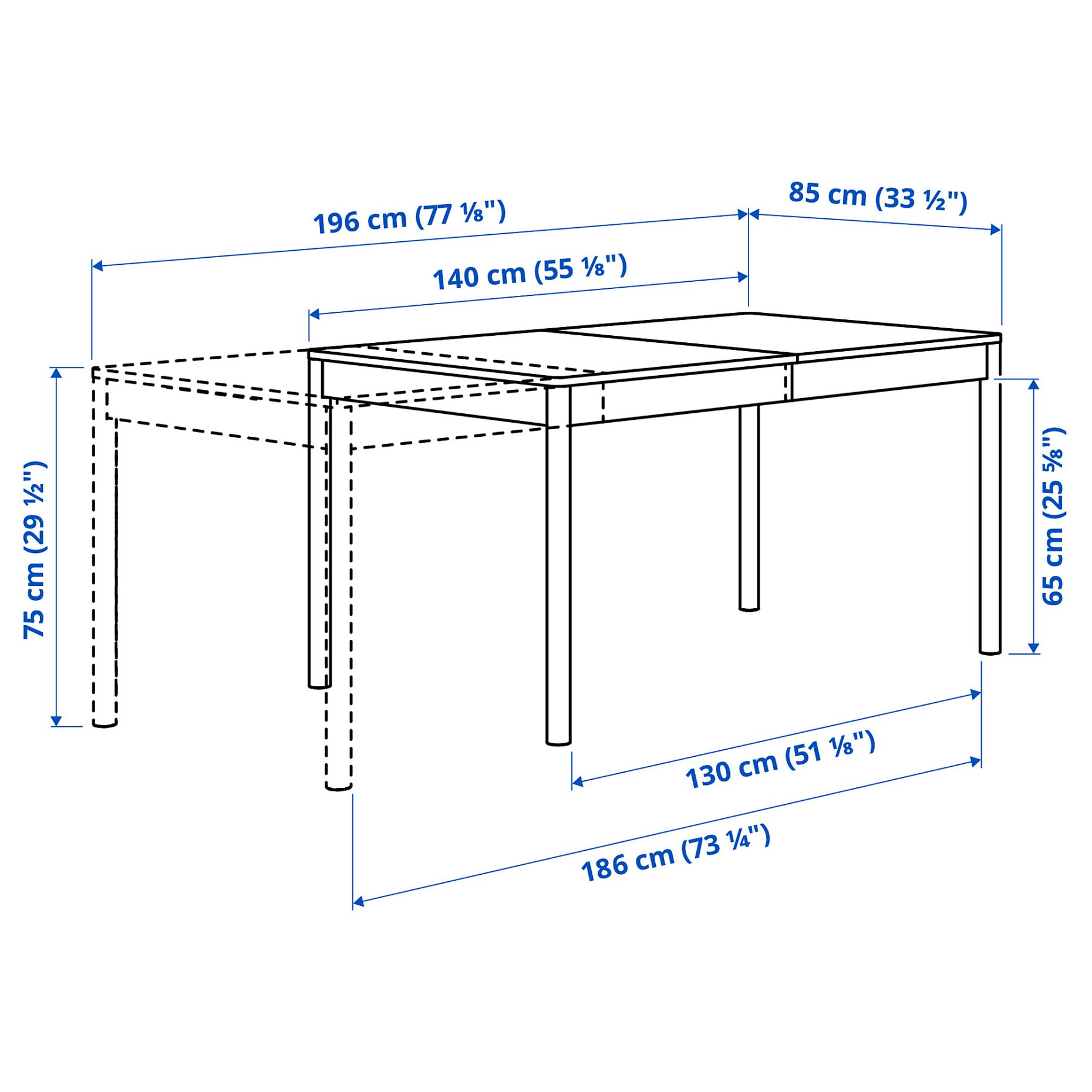 TONSTAD, extendable table, 140/196x85 cm, 405.938.82