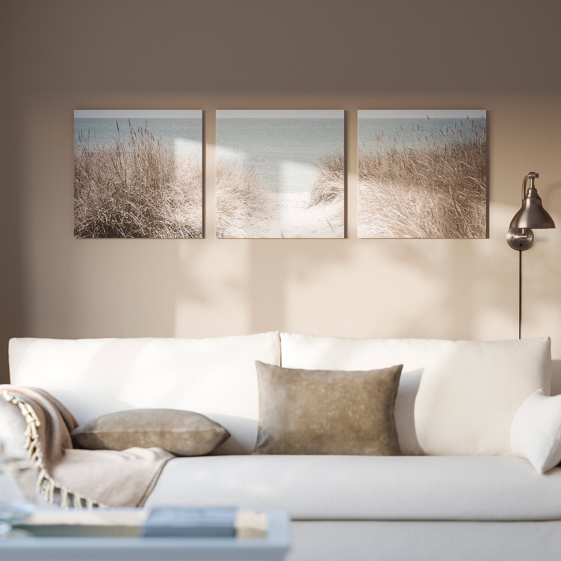 PJÄTTERYD, picture/Swedish sand dunes/3 pack, 56x56 cm, 406.020.18