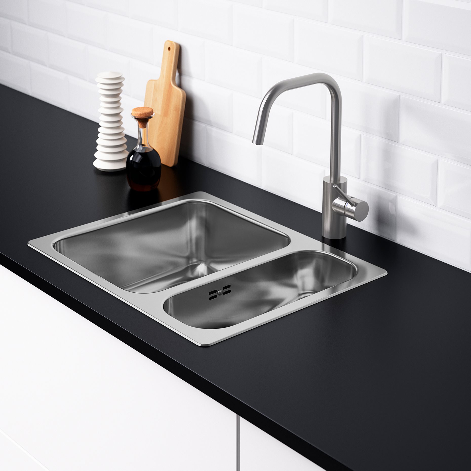 HILLESJÖN, inset sink 1 1/2 bowl, 58x46 cm, 491.406.31