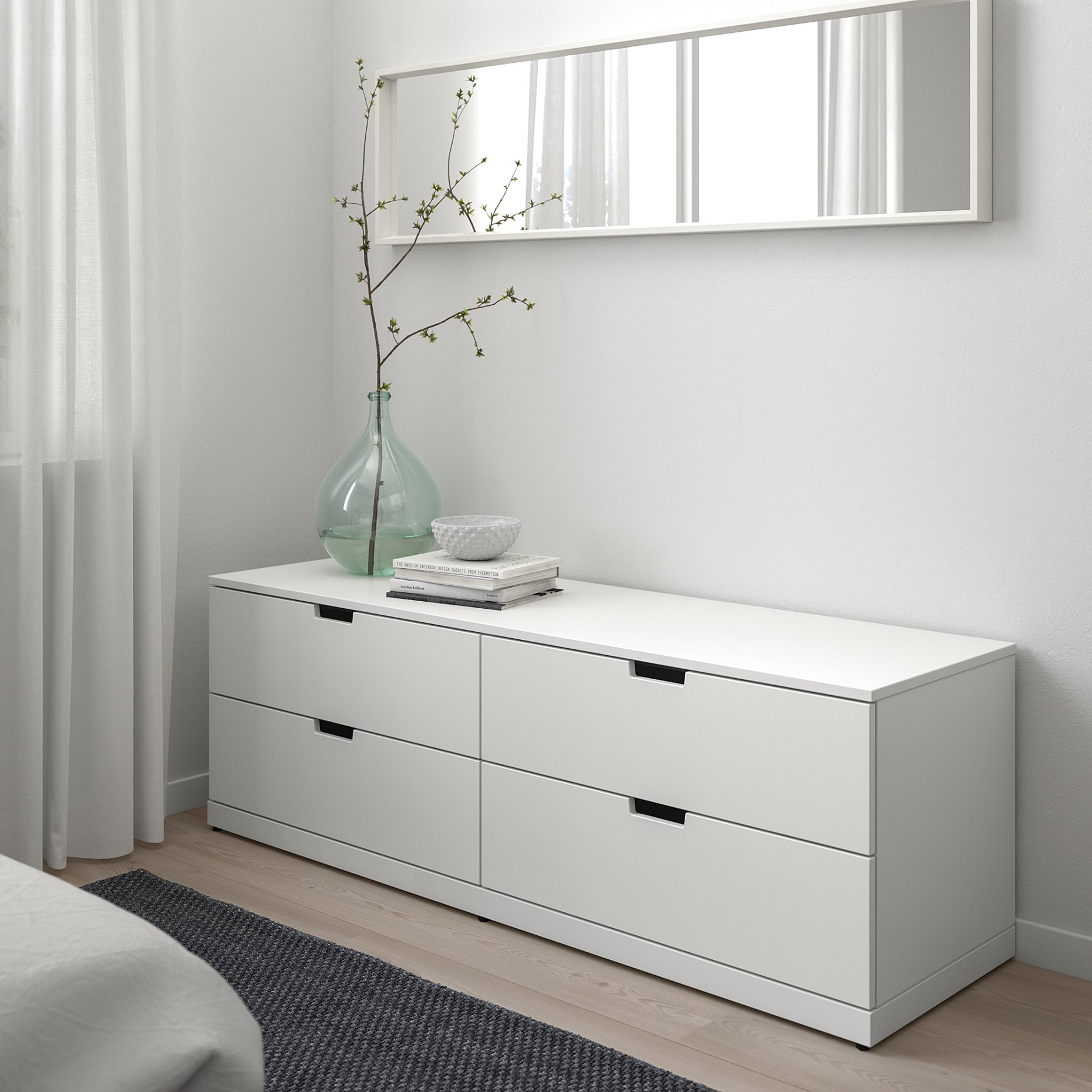 NORDLI, chest of 4 drawers, 160x54 cm, 492.394.96