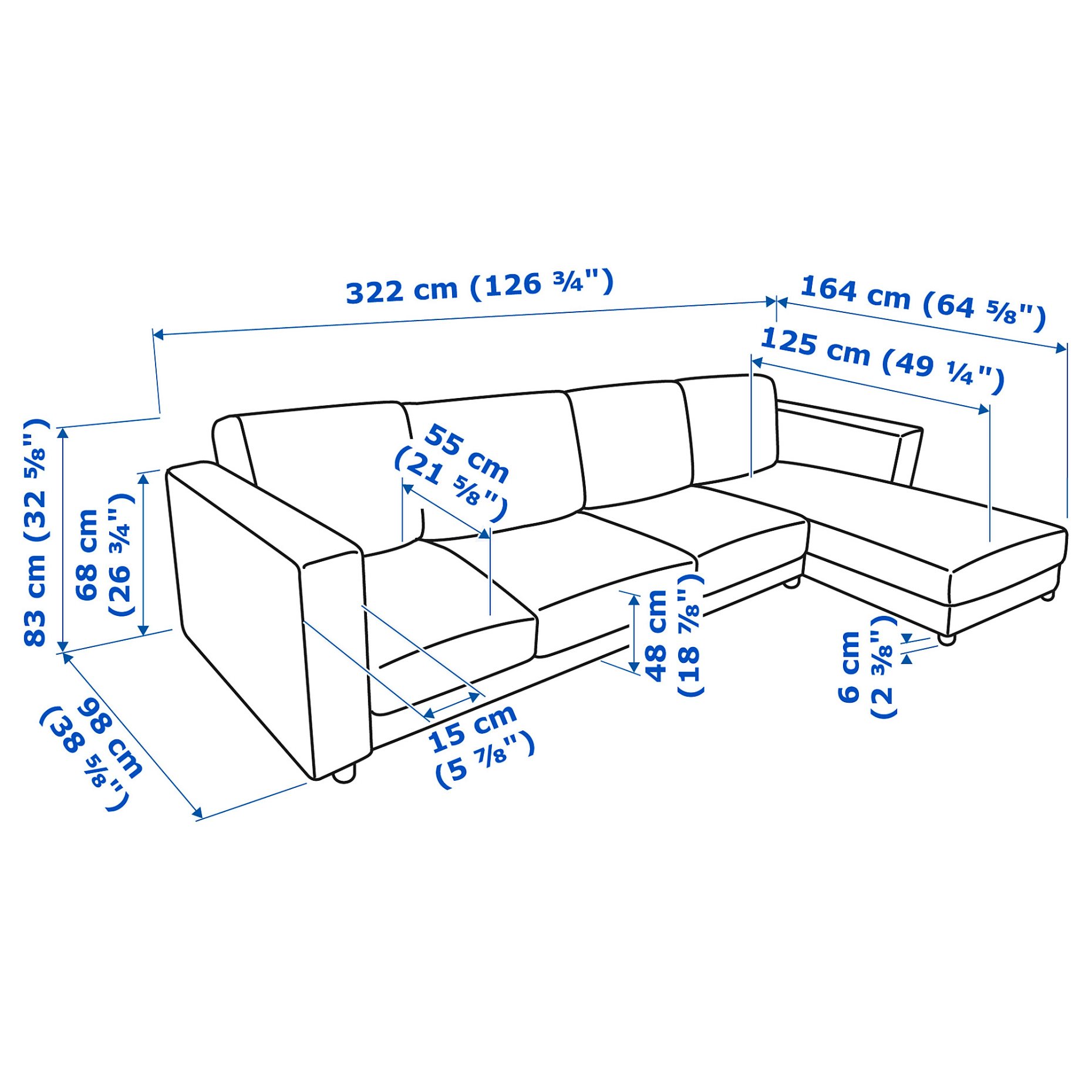 VIMLE, καναπές 4 θέσεων με σεζλόνγκ, 493.995.07