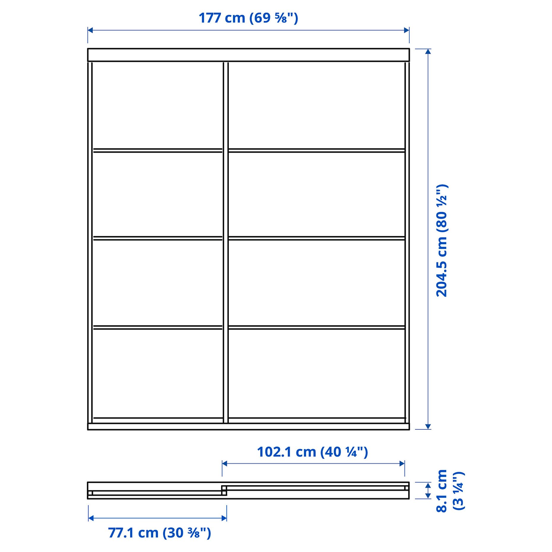 SKYTTA/MEH/AULI, sliding door combination, 177x205 cm, 494.227.44