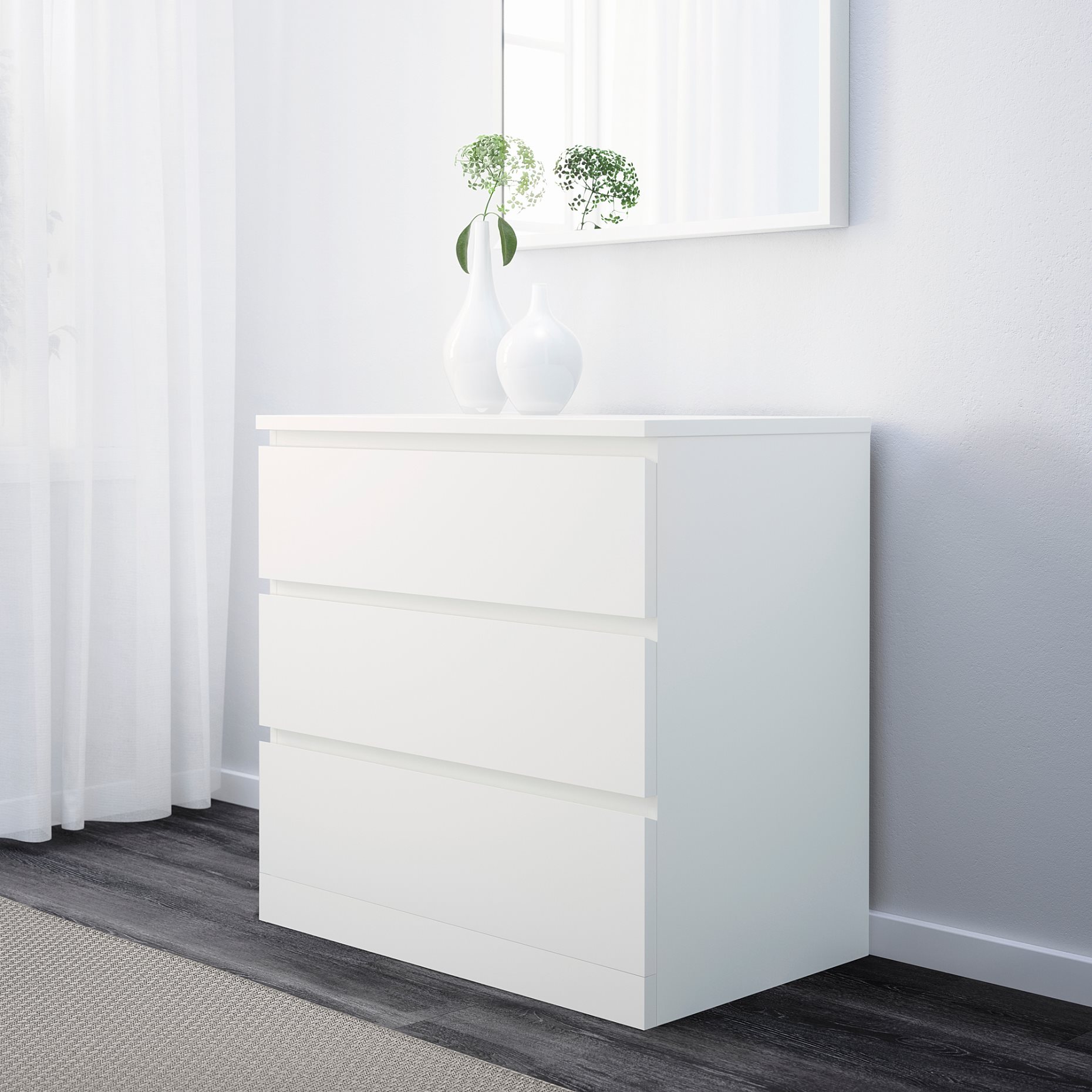 MALM, bedroom furniture, set of 3, 494.834.12