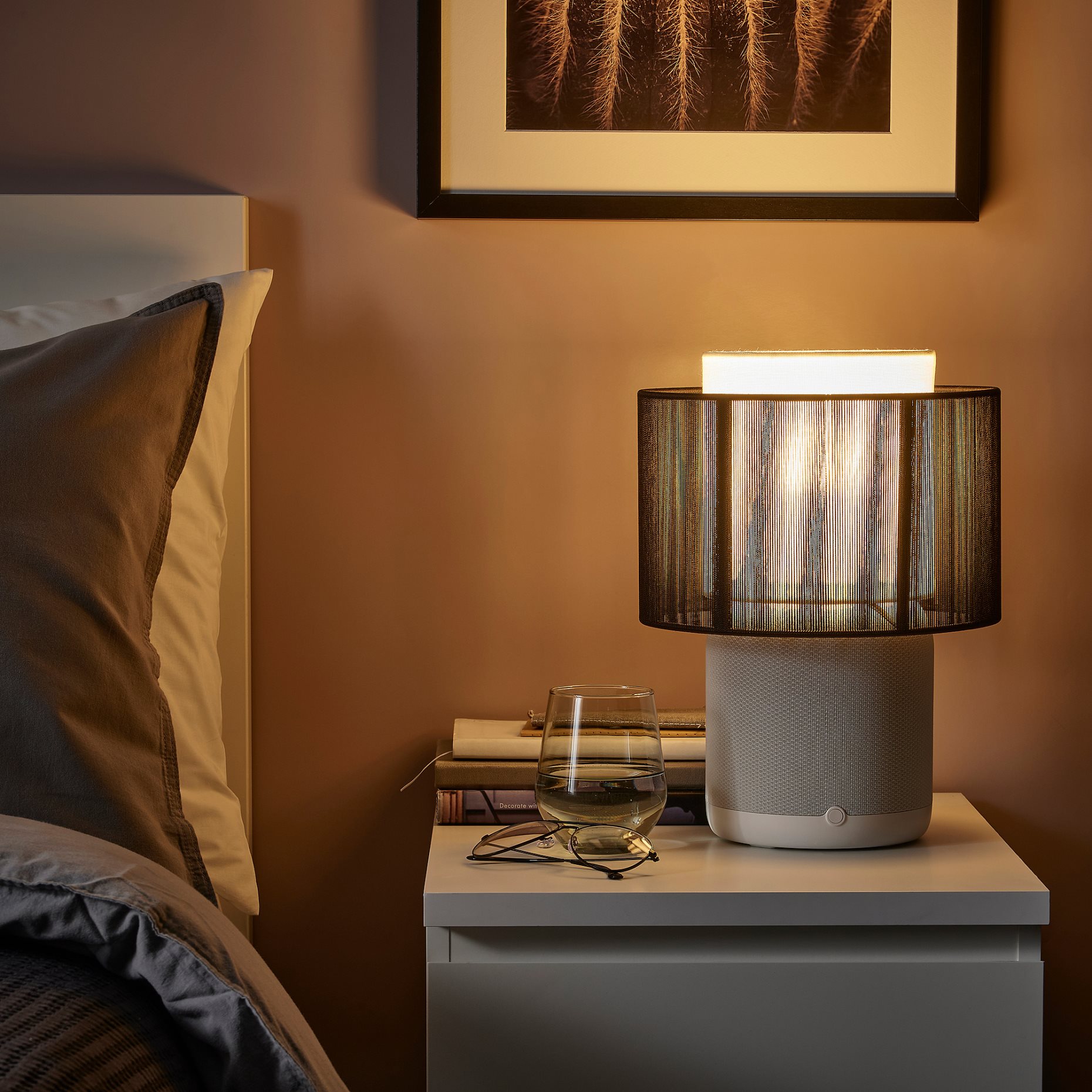 SYMFONISK, speaker lamp with Wi-Fi, textile shade, 494.881.41