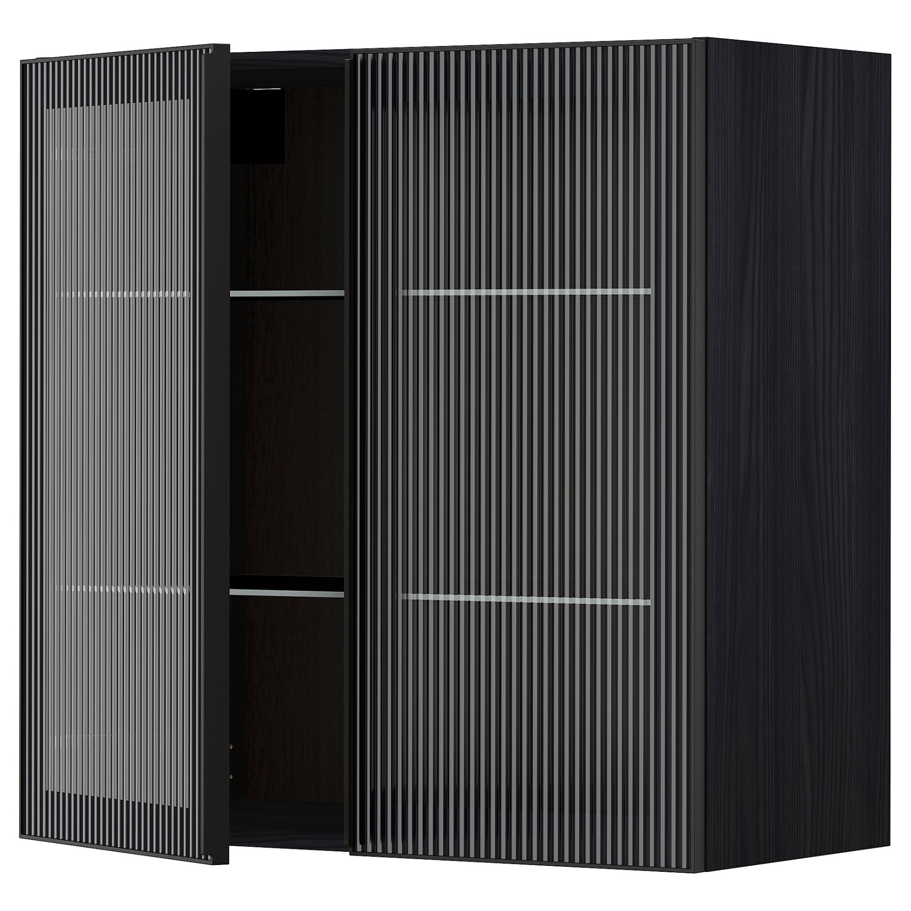 METOD, wall cabinet with shelves/2 glass doors, 80x80 cm, 494.907.33