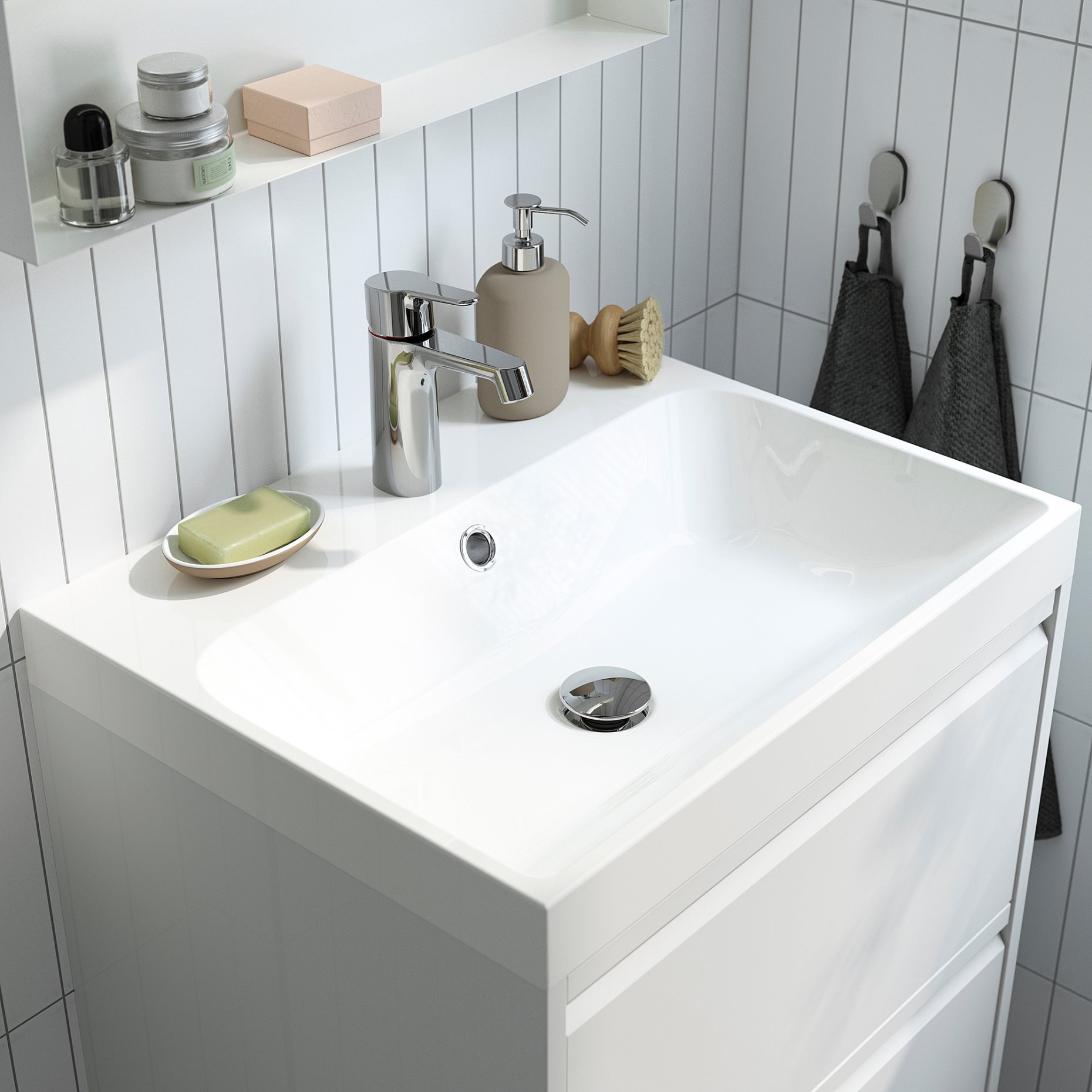 ANGSJON/BACKSJON, wash-stand with drawer/wash-basin/tap, 60x48x39 cm, 495.140.22