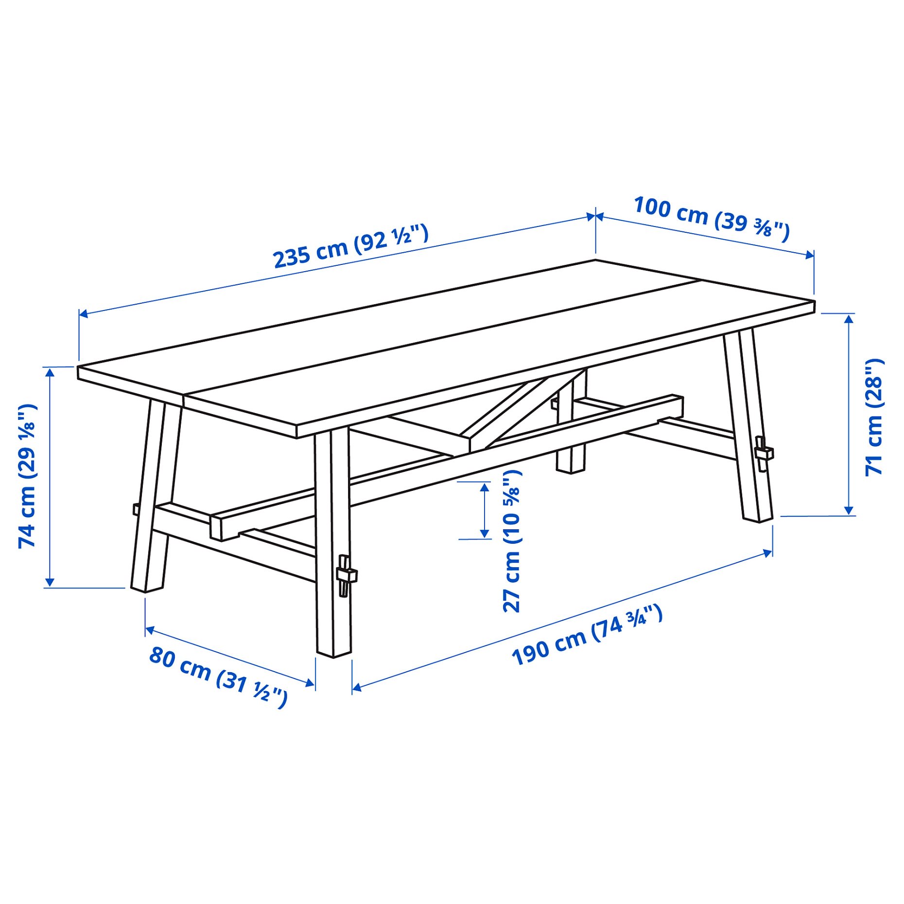 SKOGSTA/SKOGSTA, table and 6 chairs, 235 cm, 495.451.27