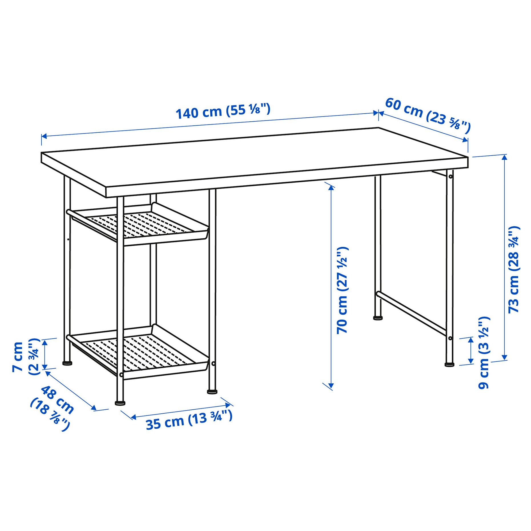LAGKAPTEN/SPAND, desk, 140x60 cm, 495.636.68