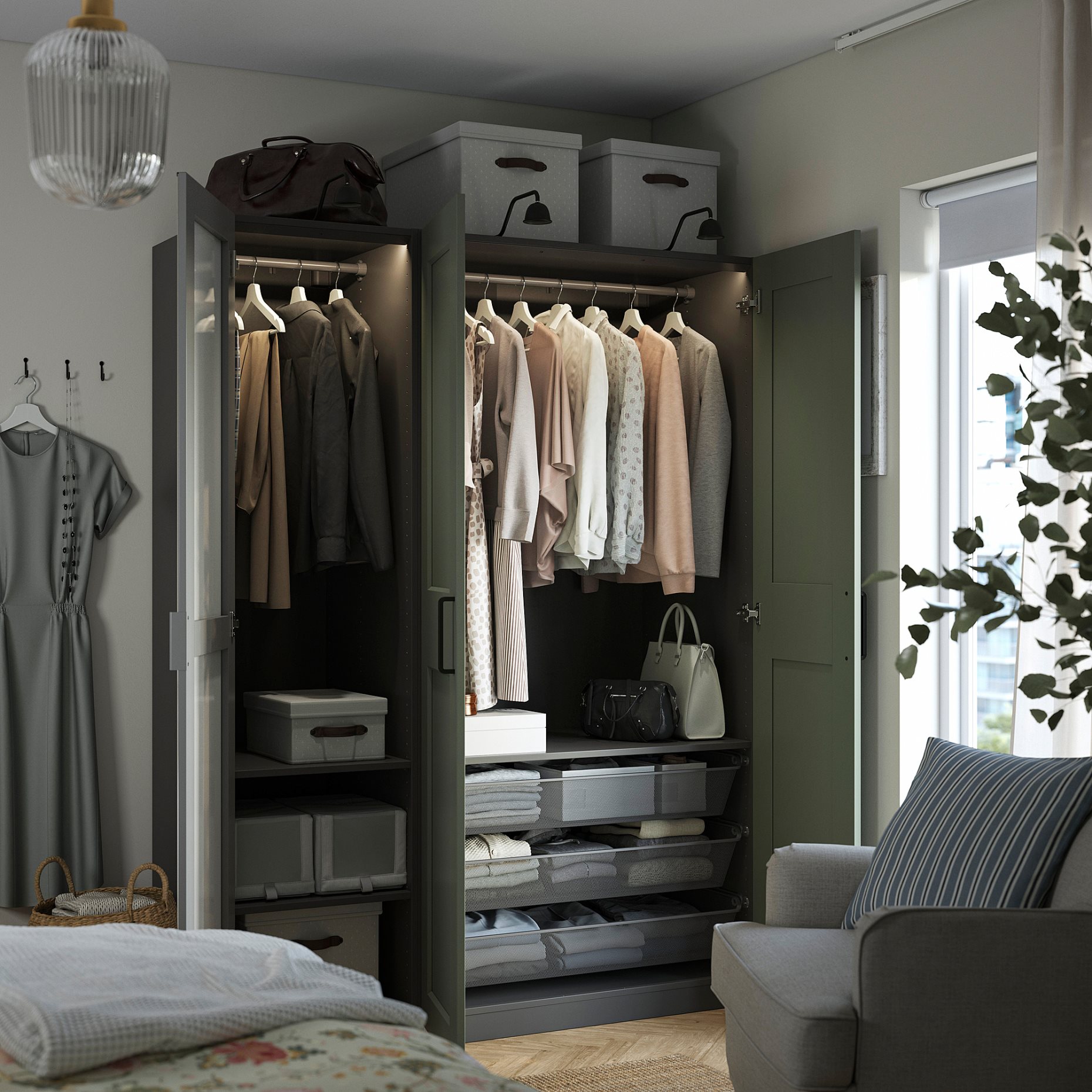 PAX/KAMMAR/GRIM, wardrobe combination, 150x60x201 cm, 495.792.59