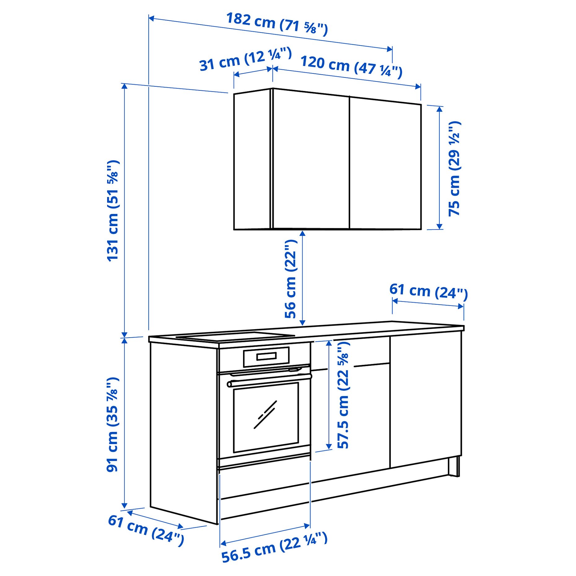 PAX/KAMMAR/GRIM, kitchen, 180x61x220 cm, 495.811.15