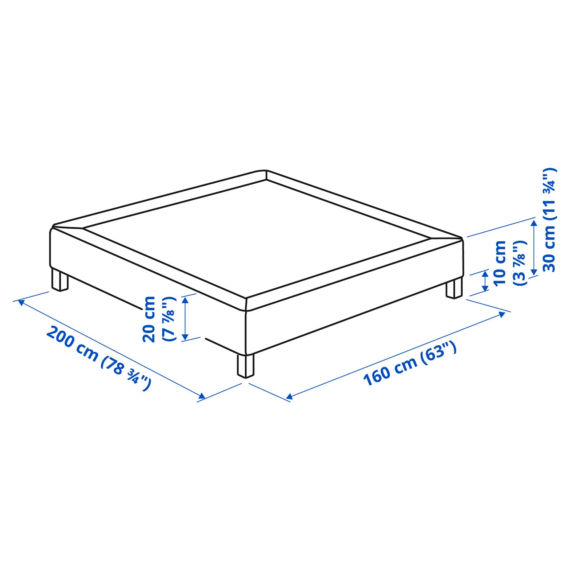 LYNGOR, slatted mattress base with legs, 160x200 cm, 496.082.71